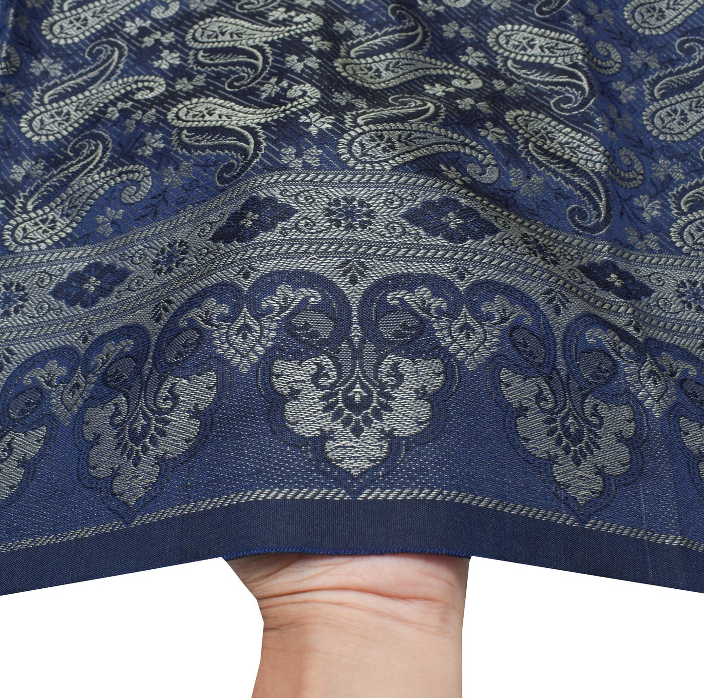Dark Blue Art Silk Dupatta Woven Paisley Soft Long Stole Scarf