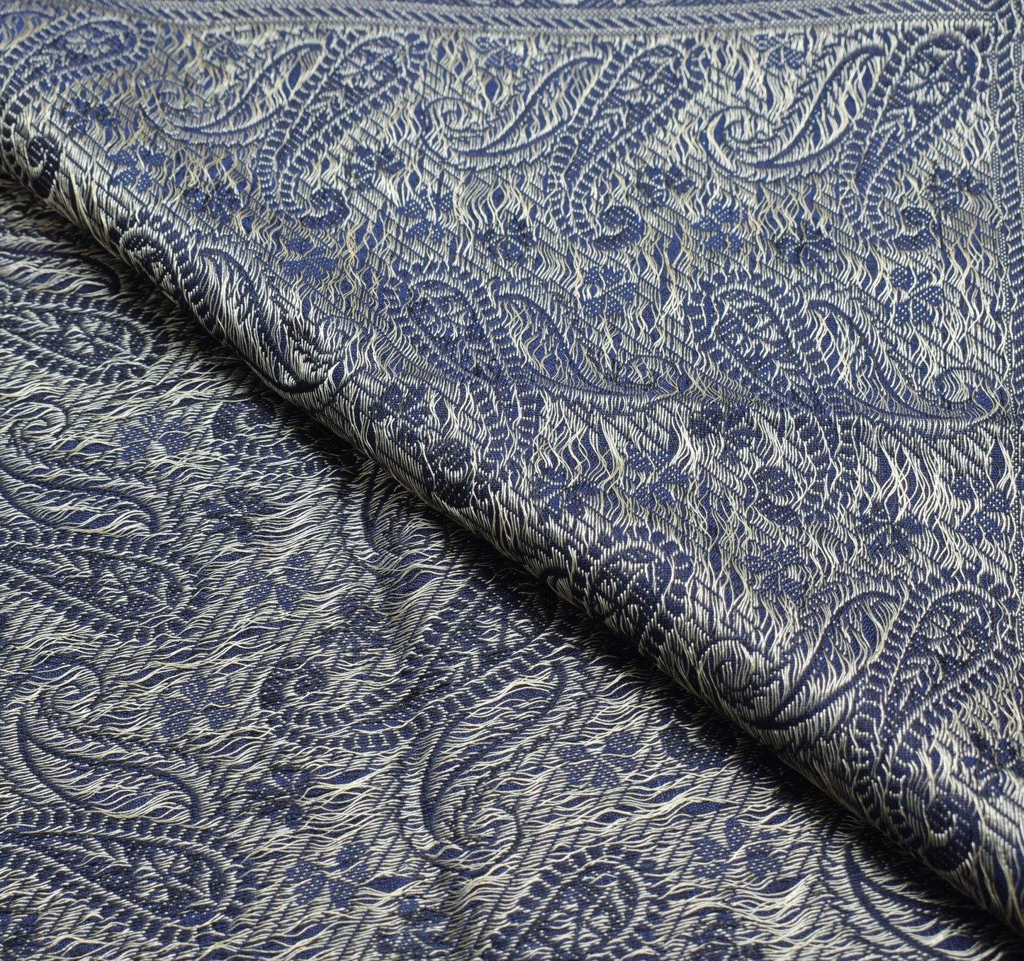 Dark Blue Art Silk Dupatta Woven Paisley Soft Long Stole Scarf