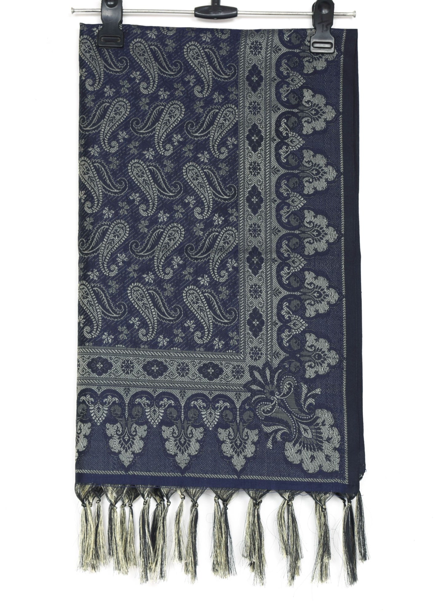 Dark Blue Art Silk Dupatta Woven Paisley Soft Long Stole Scarf