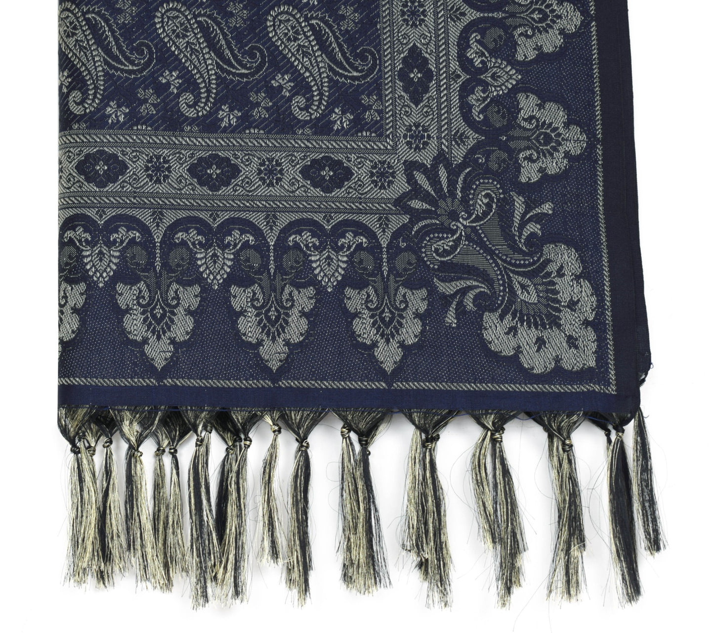 Dark Blue Art Silk Dupatta Woven Paisley Soft Long Stole Scarf