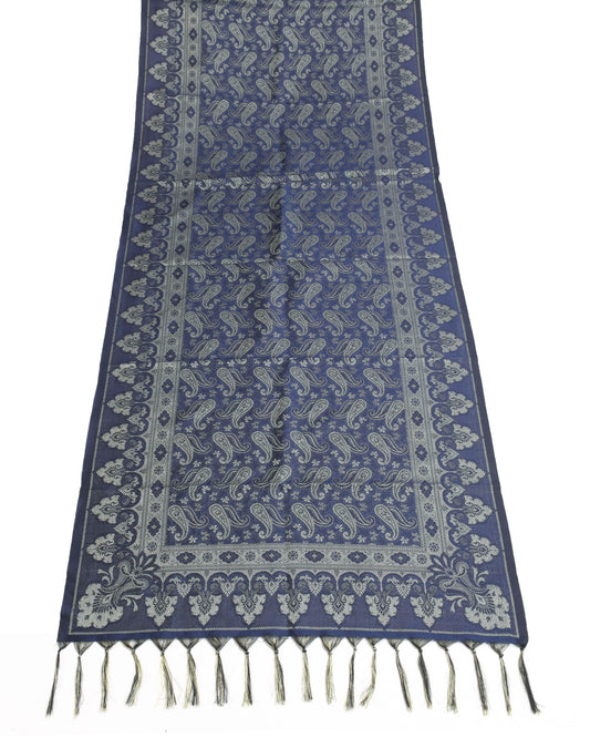 Dark Blue Art Silk Dupatta Woven Paisley Soft Long Stole Scarf