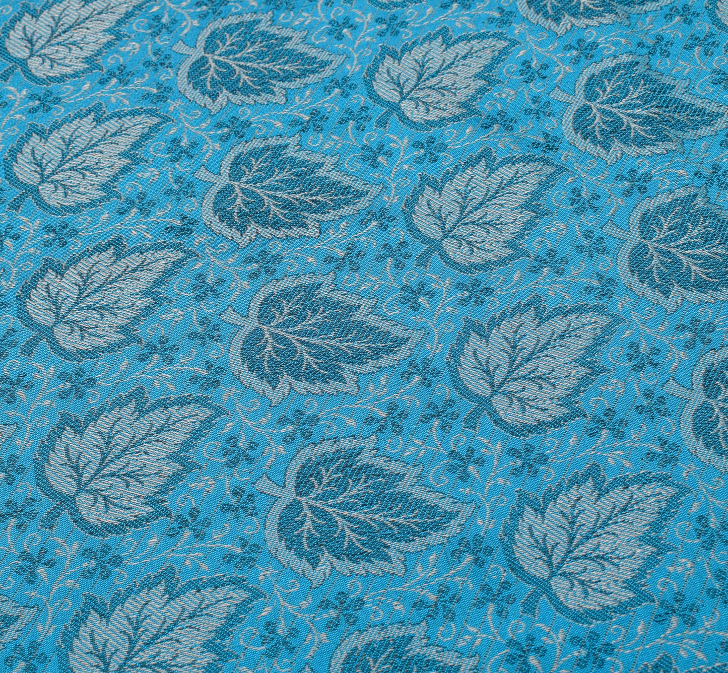 Art Silk Turquoise Blue Woven Floral Soft Long Stole Scarf Wrap
