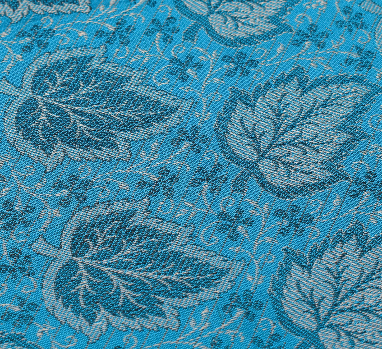 Art Silk Turquoise Blue Woven Floral Soft Long Stole Scarf Wrap
