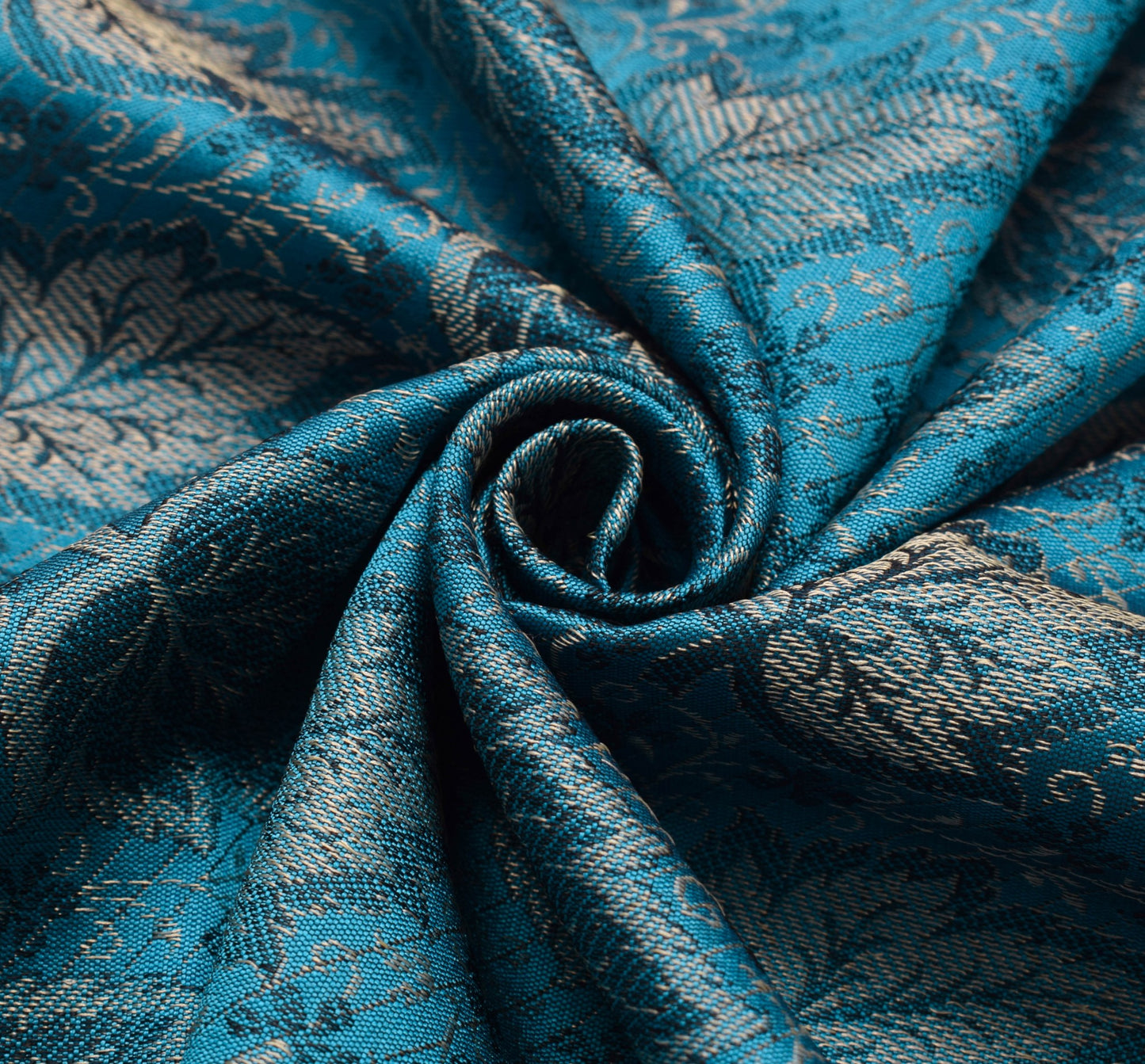 Art Silk Turquoise Blue Woven Floral Soft Long Stole Scarf Wrap