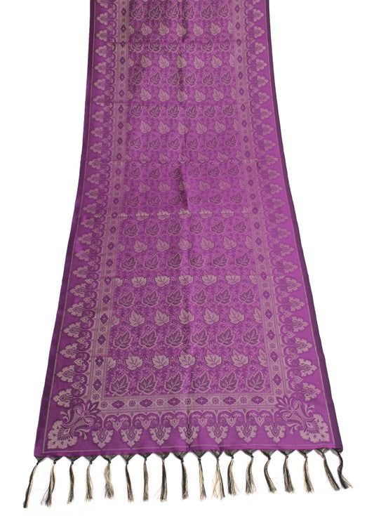 Long Stole Indian Art Silk Woven Banarasi Soft Dupatta Purple