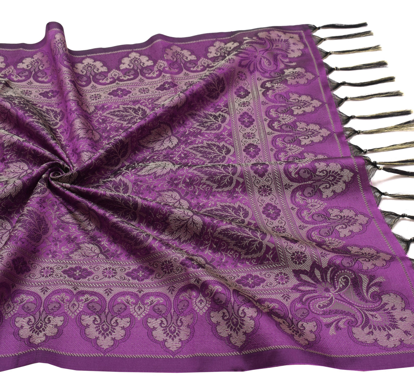 Long Stole Indian Art Silk Woven Banarasi Soft Dupatta Purple