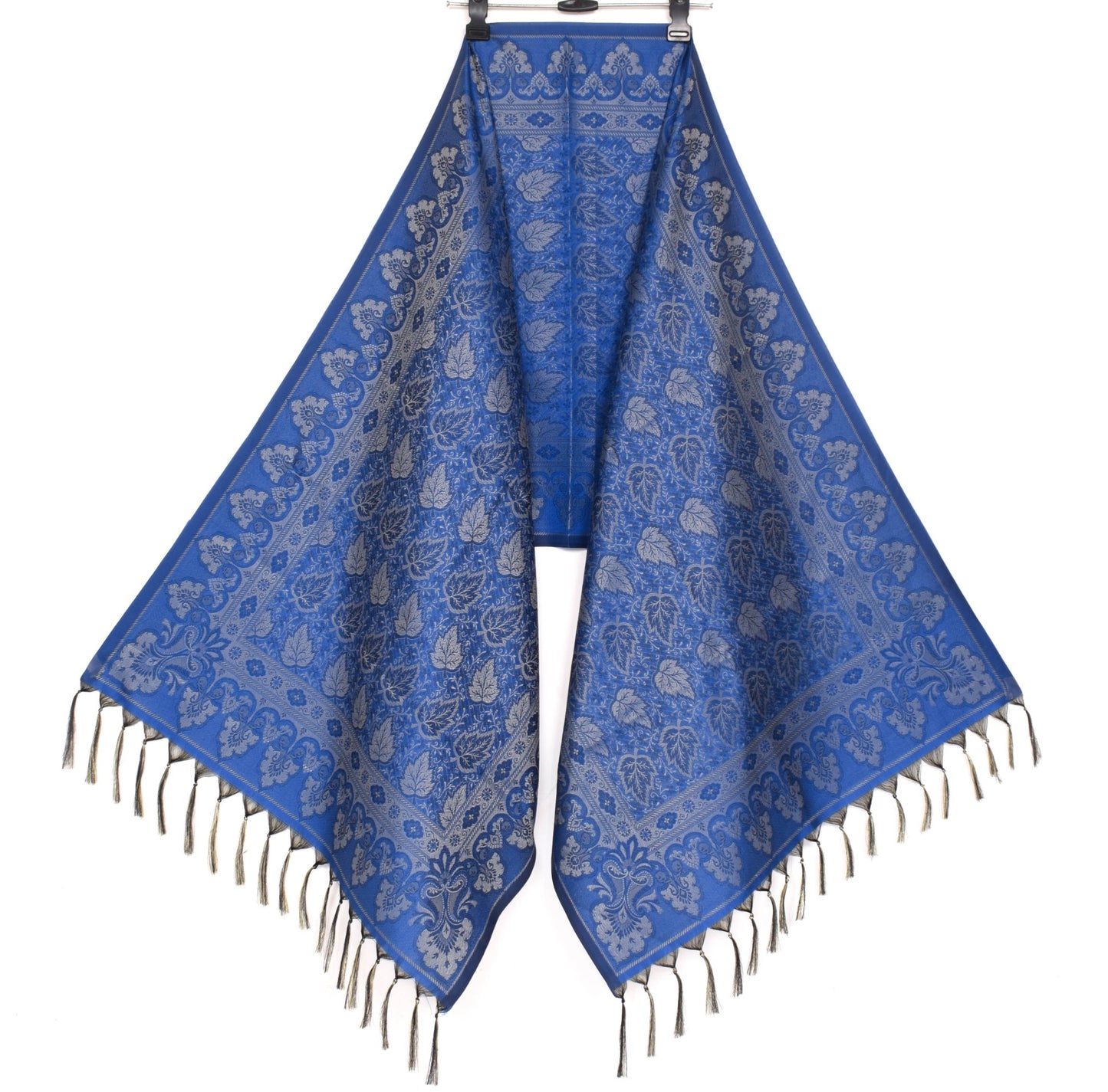 Long Stole Indian Art Silk Woven Banarasi Women Dupatta Blue