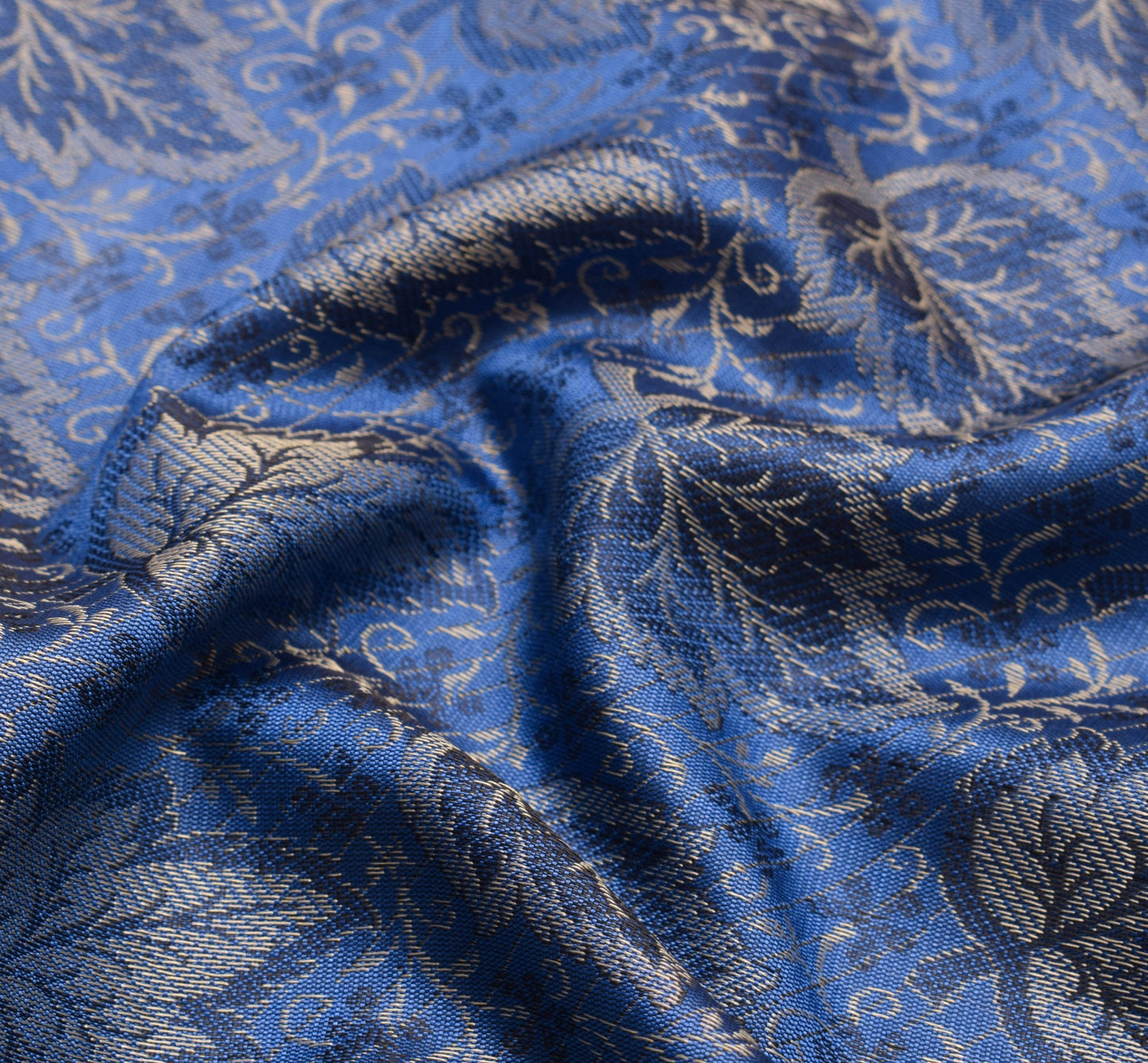 Long Stole Indian Art Silk Woven Banarasi Women Dupatta Blue