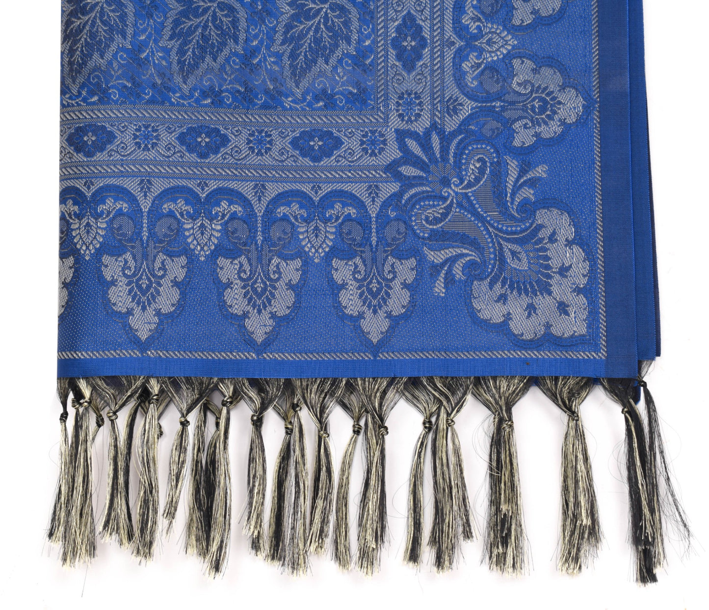 Long Stole Indian Art Silk Woven Banarasi Women Dupatta Blue