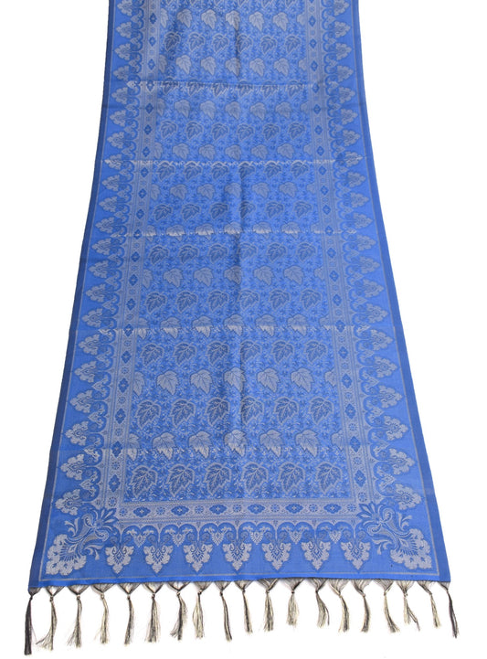 Long Stole Indian Art Silk Woven Banarasi Women Dupatta Blue