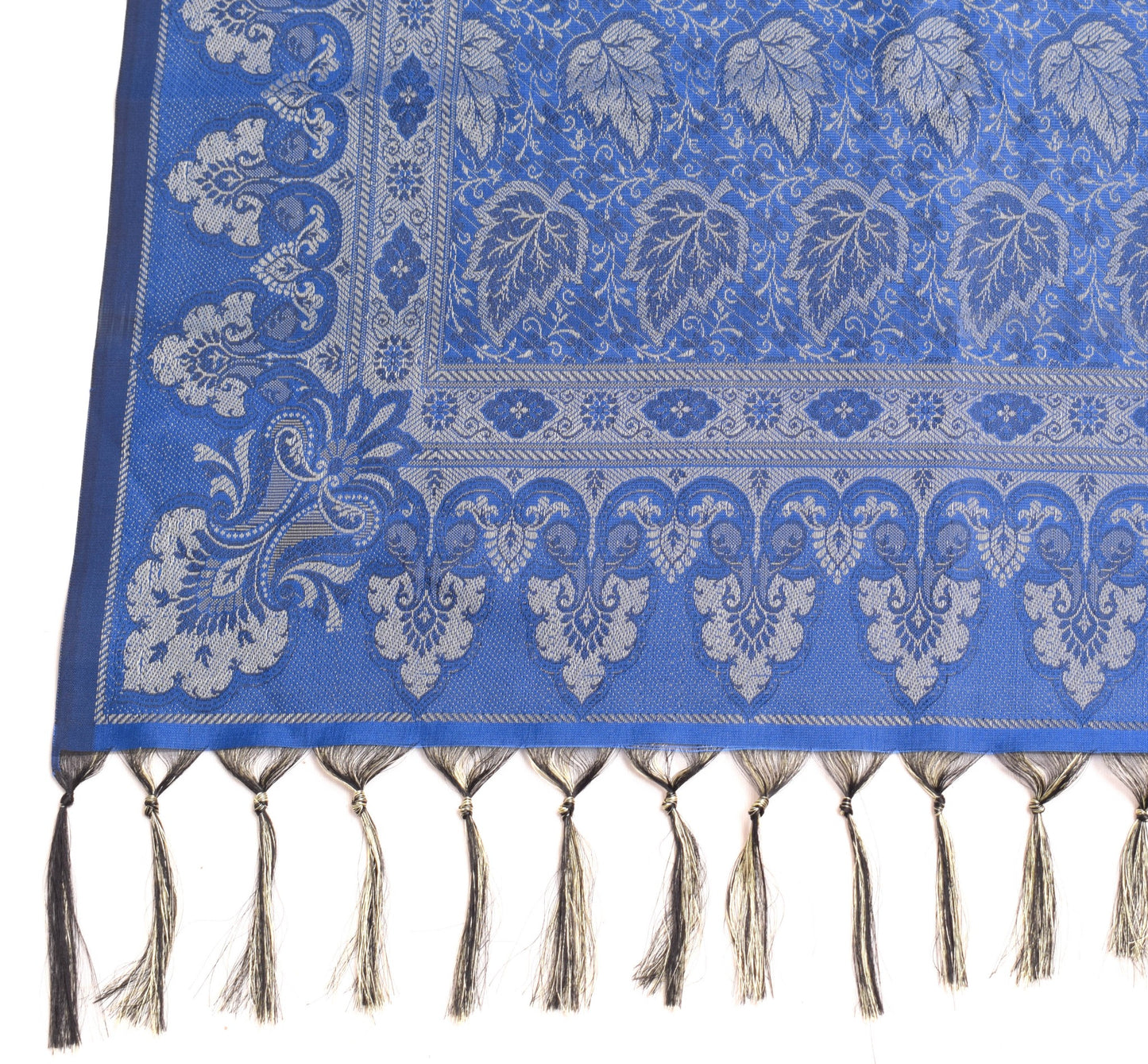 Long Stole Indian Art Silk Woven Banarasi Women Dupatta Blue