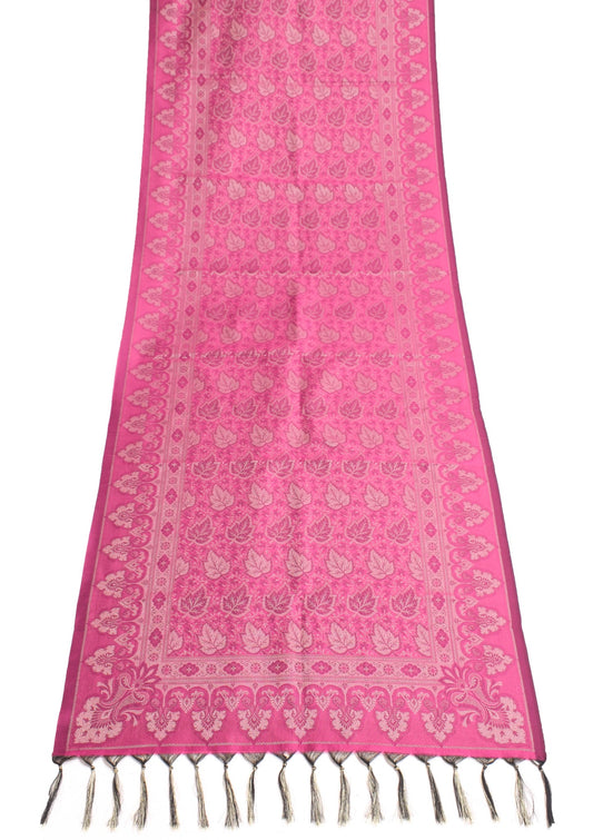 Long Stole Indian Art Silk Woven Banarasi Soft Dupatta Pink