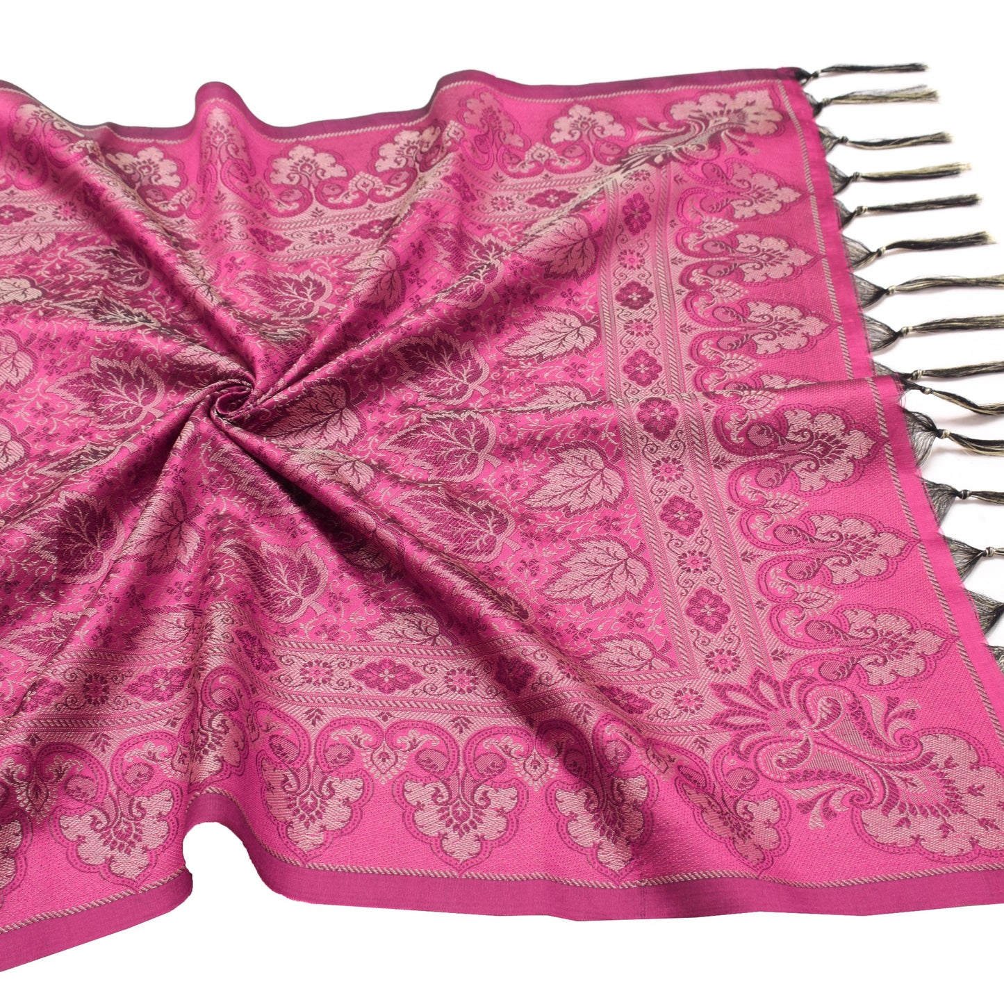 Long Stole Indian Art Silk Woven Banarasi Soft Dupatta Pink