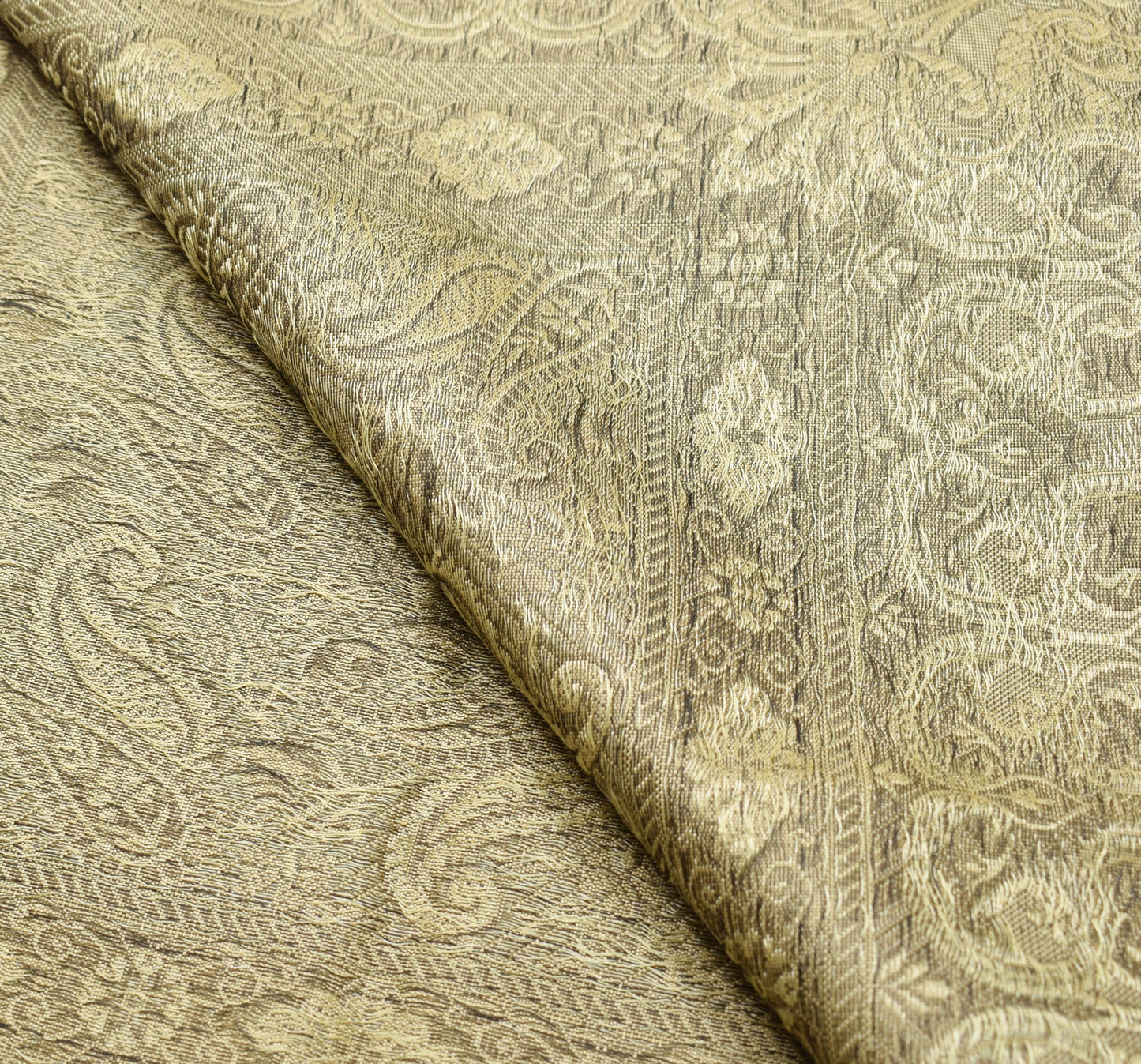 Long Stole Indian Art Silk Woven Banarasi Cream Women Dupatta