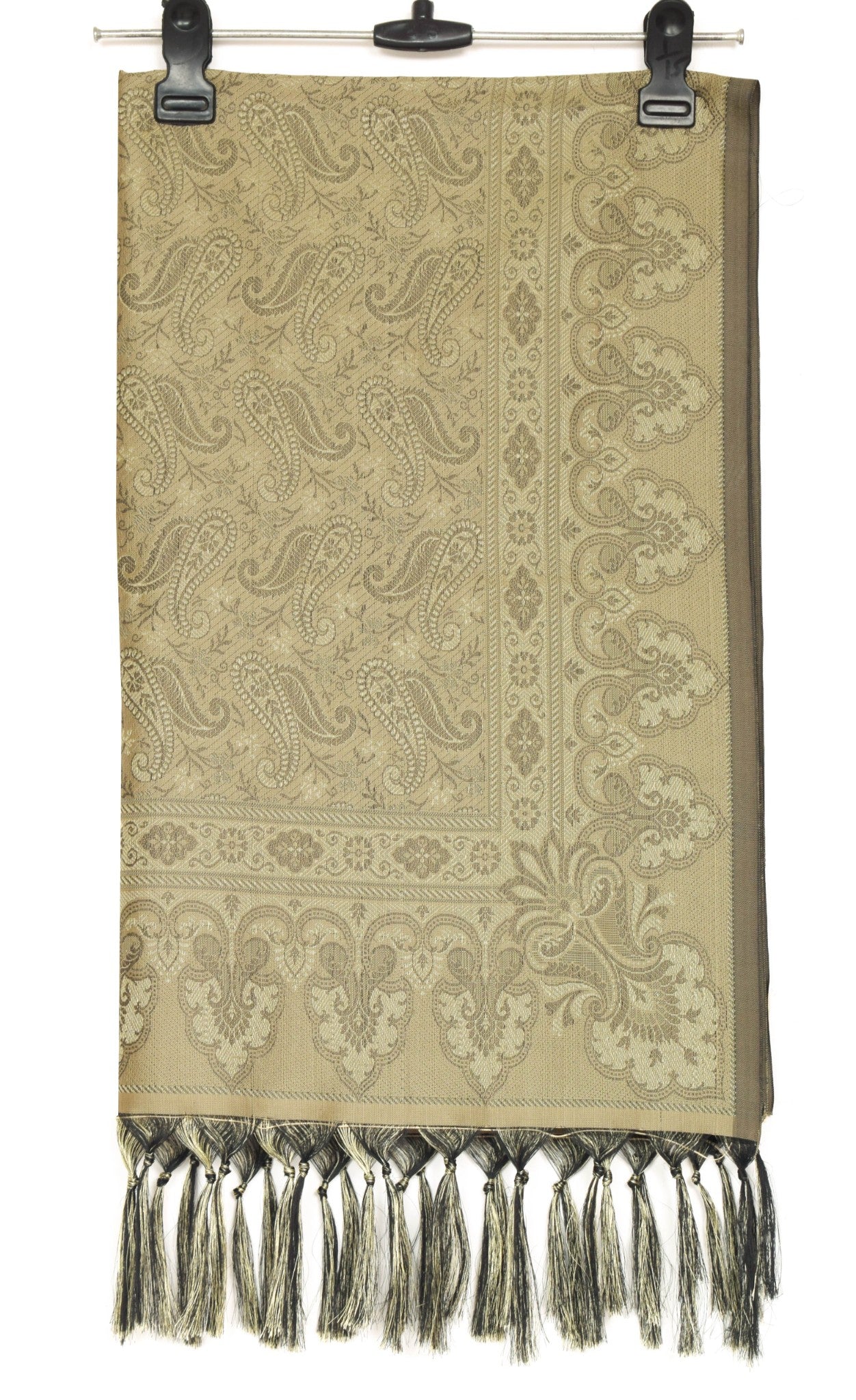 Long Stole Indian Art Silk Woven Banarasi Cream Women Dupatta