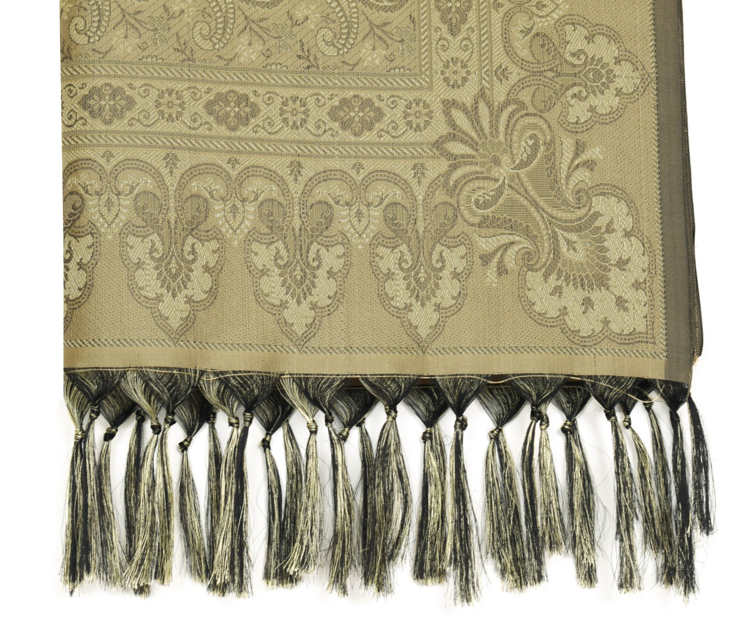 Long Stole Indian Art Silk Woven Banarasi Cream Women Dupatta