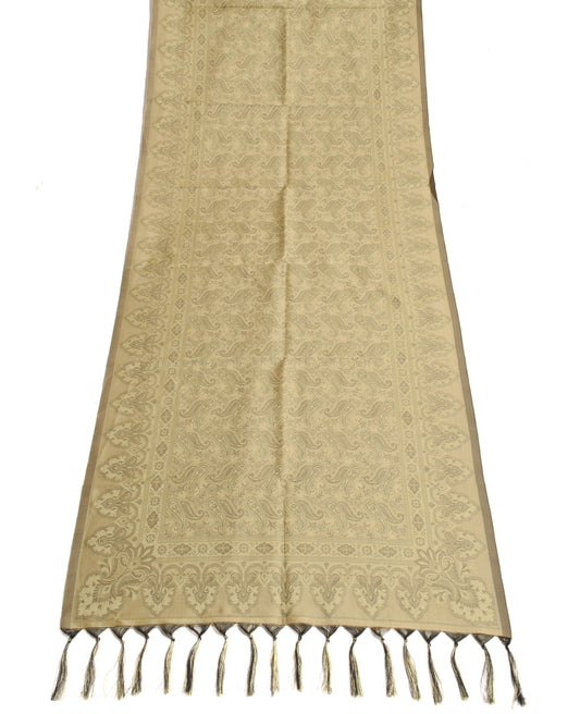 Long Stole Indian Art Silk Woven Banarasi Cream Women Dupatta