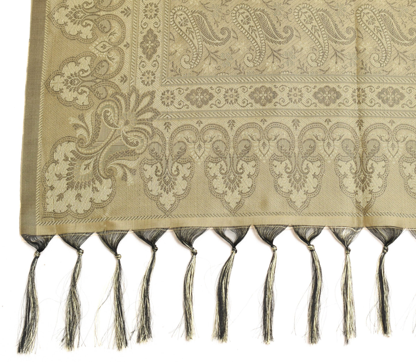 Long Stole Indian Art Silk Woven Banarasi Cream Women Dupatta