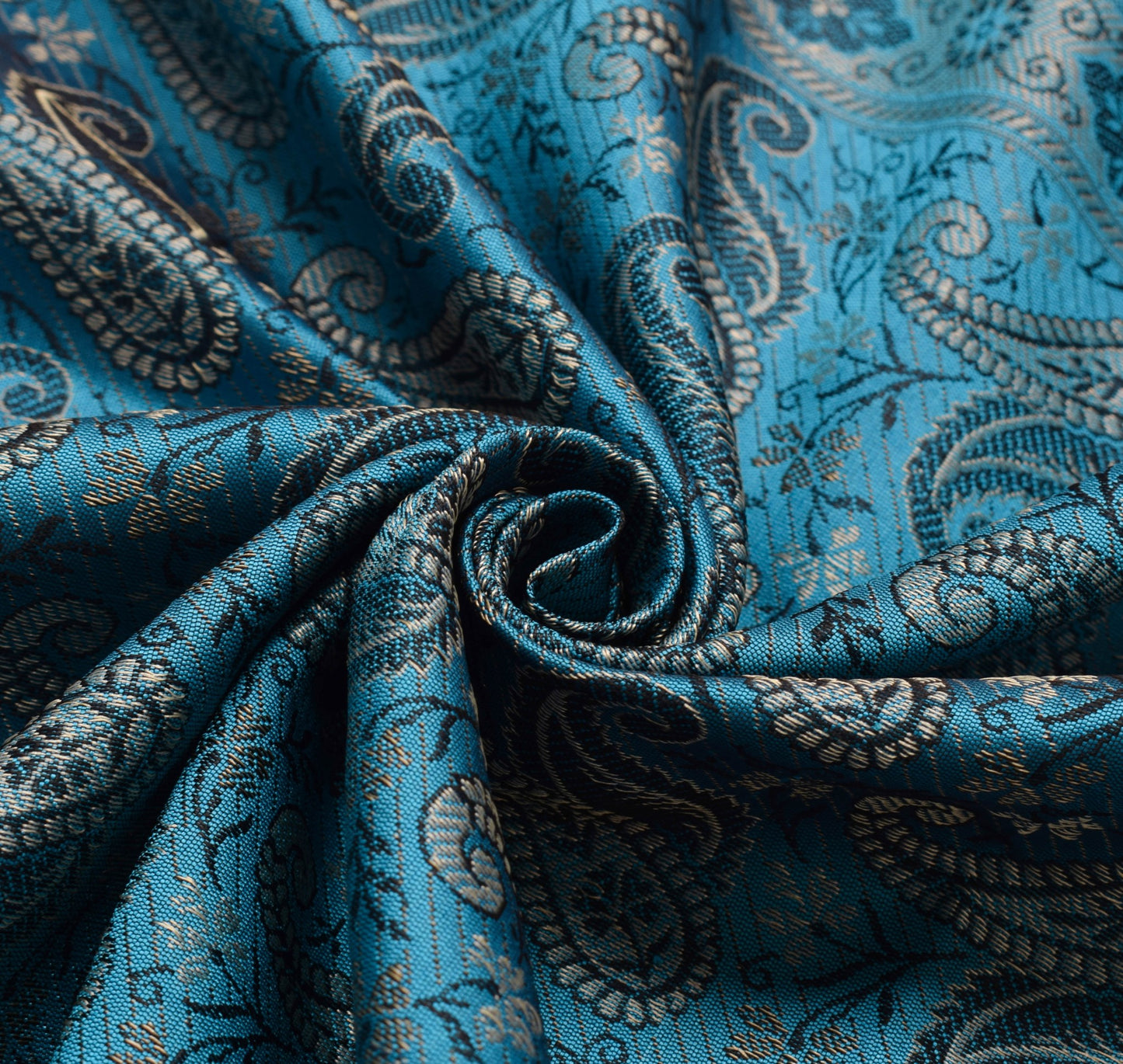 Turquoise Blue Art Silk Woven Paisley Soft Long Stole Scarf