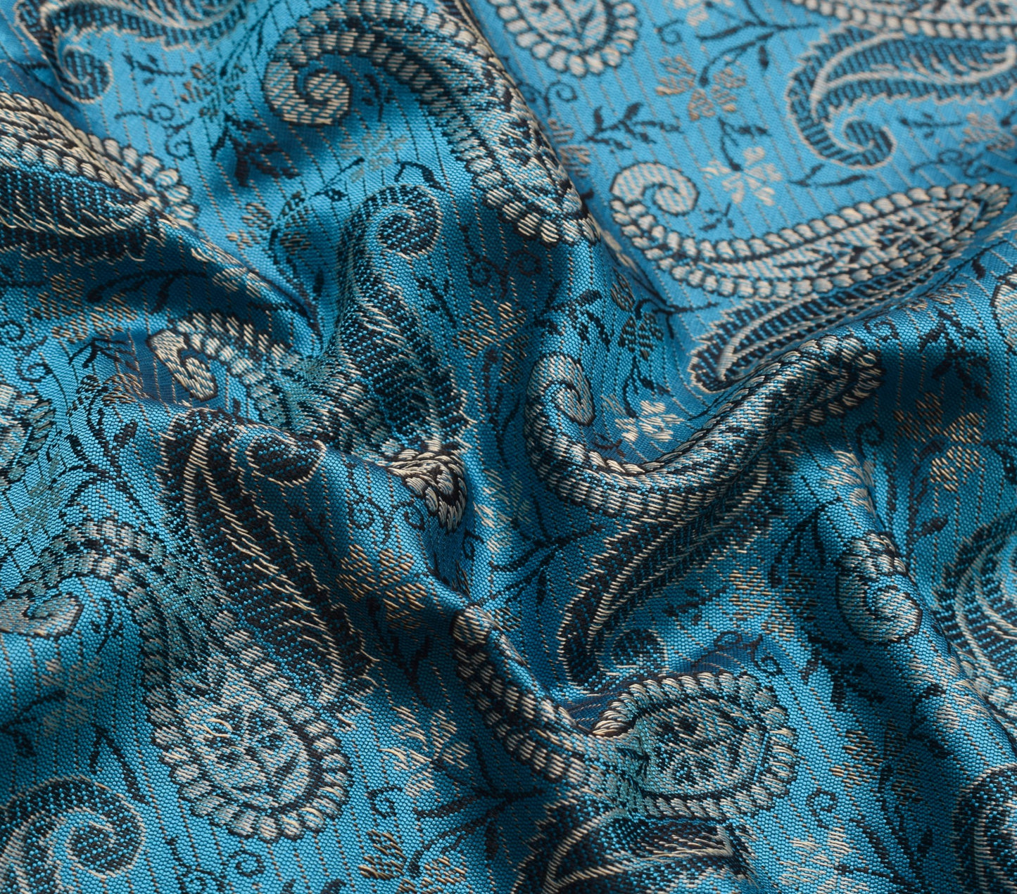 Turquoise Blue Art Silk Woven Paisley Soft Long Stole Scarf