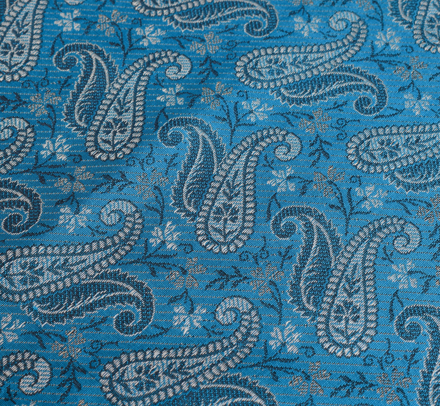 Turquoise Blue Art Silk Woven Paisley Soft Long Stole Scarf