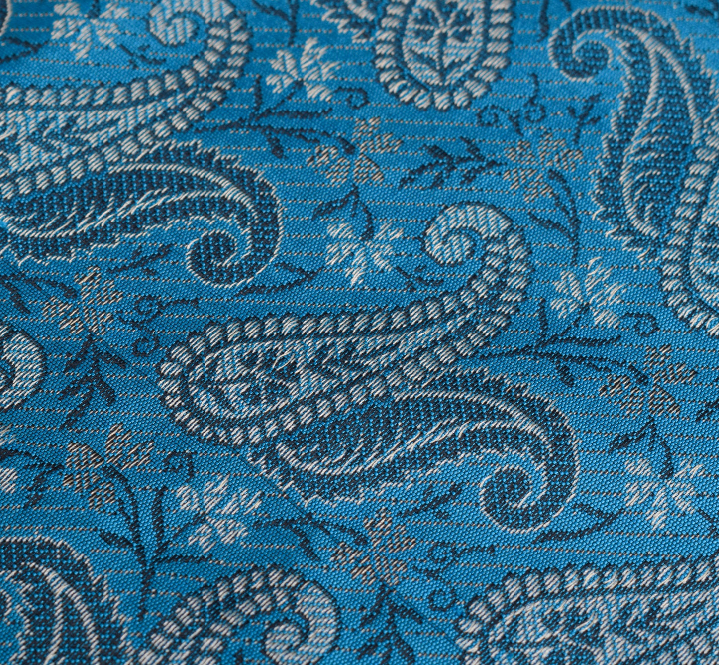 Turquoise Blue Art Silk Woven Paisley Soft Long Stole Scarf