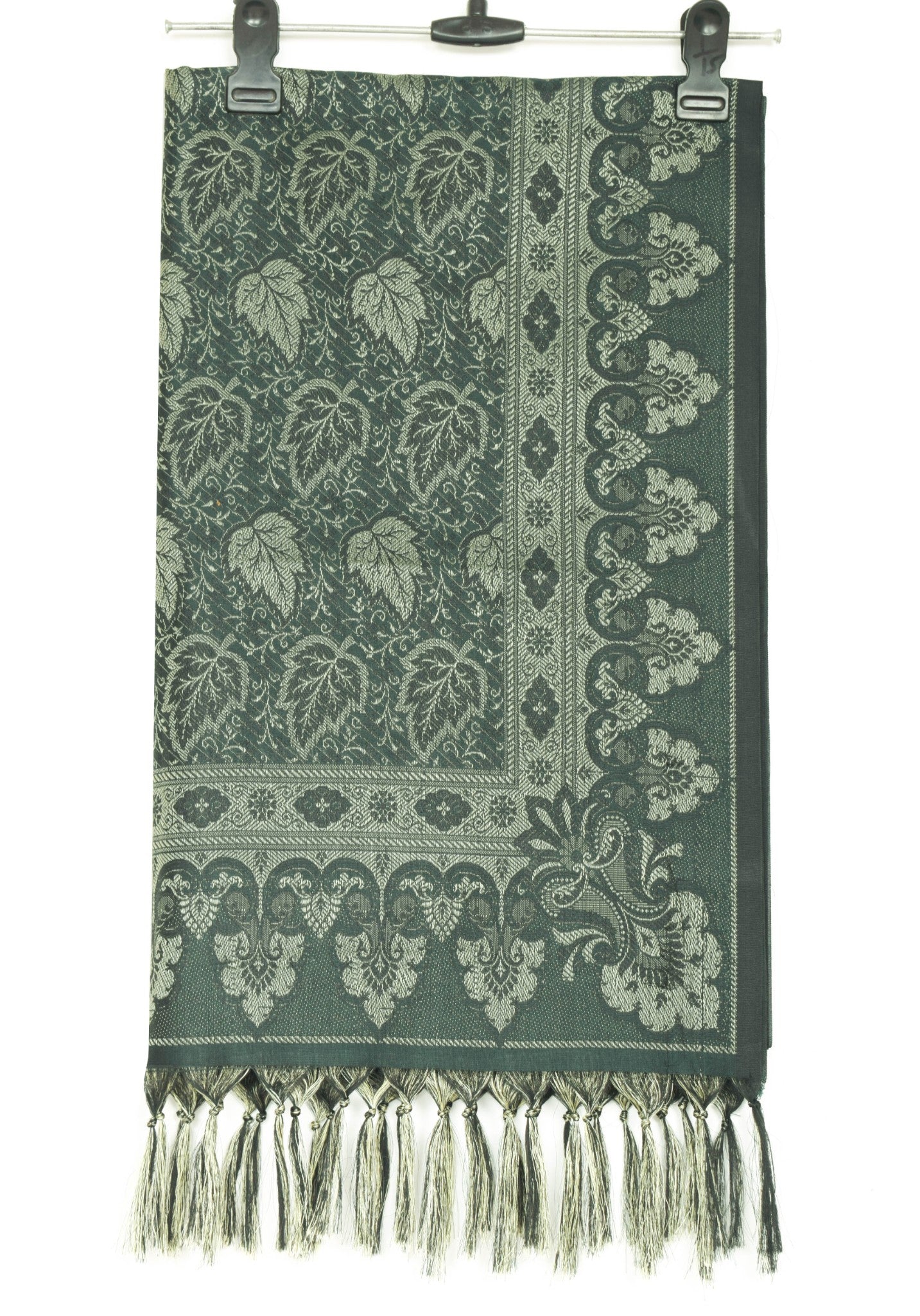 Long Stole Indian Art Silk Woven Banarasi Dupatta Dark Green