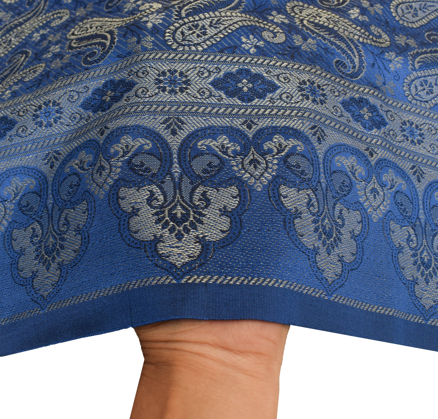 Long Stole Indian Art Silk Woven Banarasi Soft Women Dupatta Blue