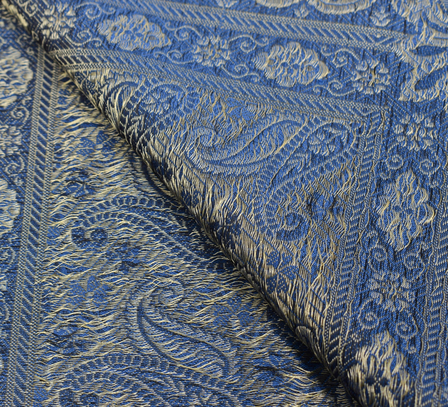 Long Stole Indian Art Silk Woven Banarasi Soft Women Dupatta Blue