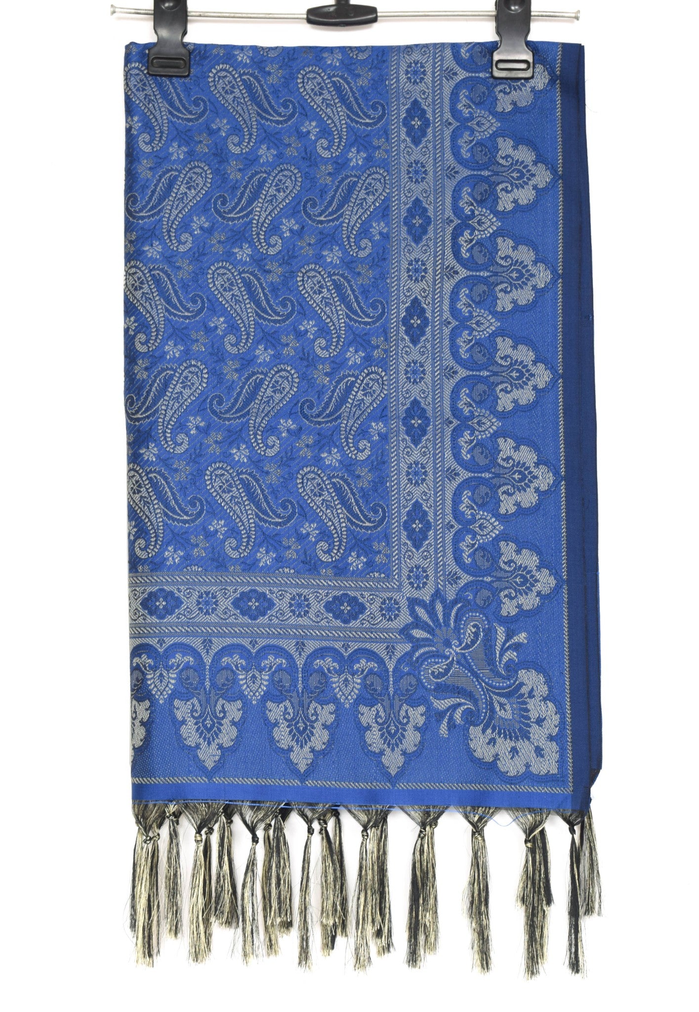 Long Stole Indian Art Silk Woven Banarasi Soft Women Dupatta Blue