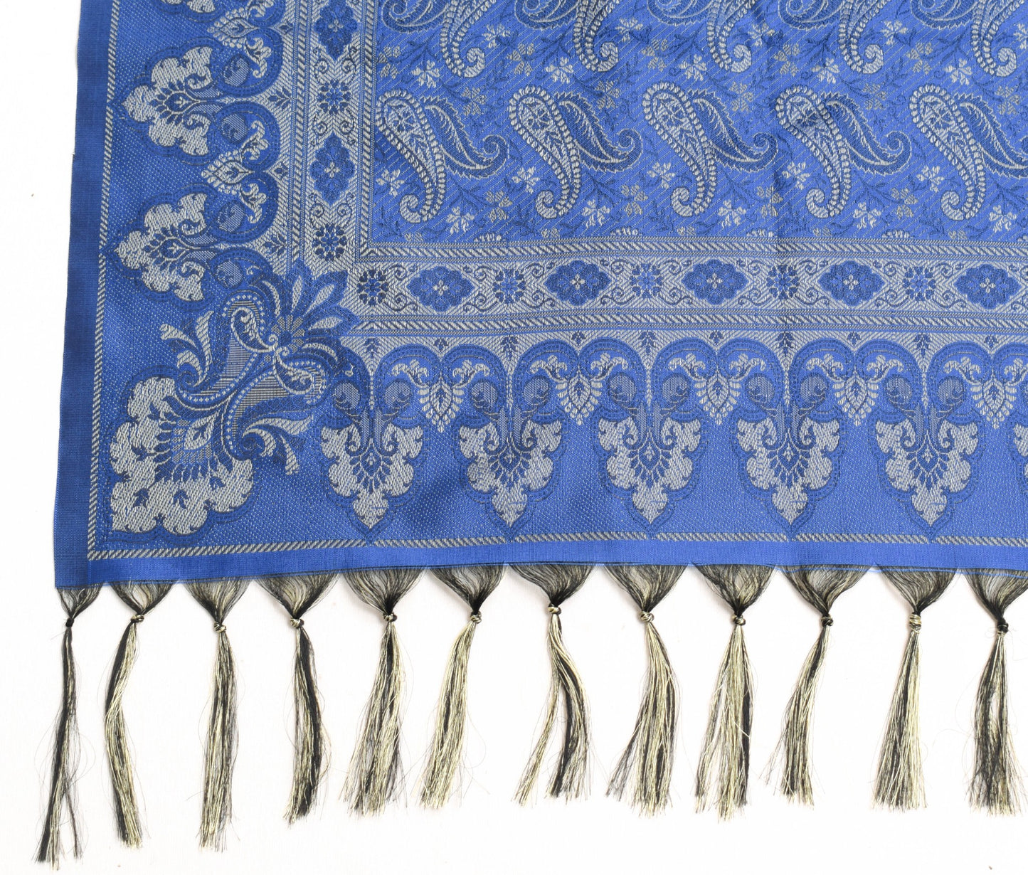 Long Stole Indian Art Silk Woven Banarasi Soft Women Dupatta Blue