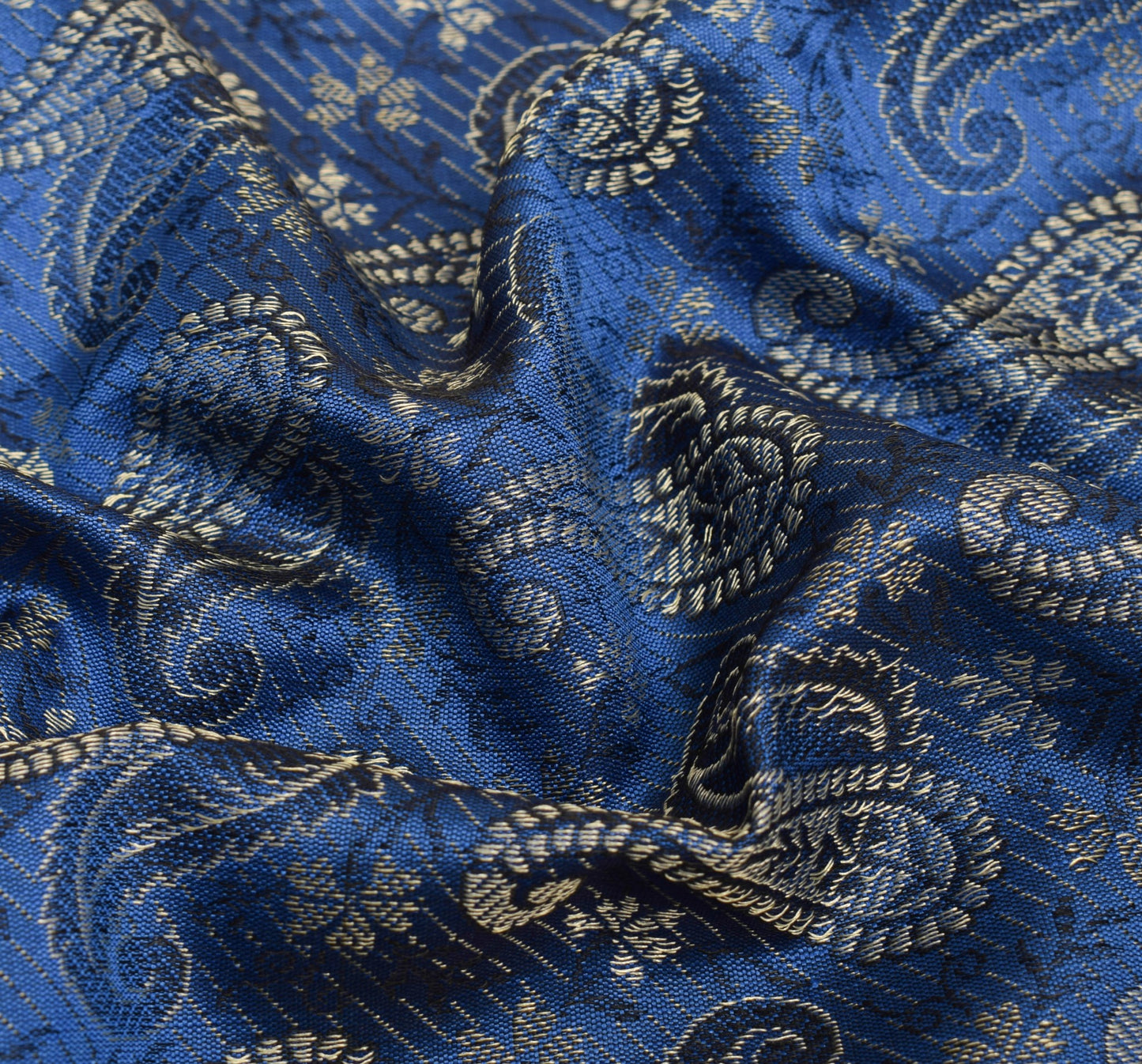 Long Stole Indian Art Silk Woven Banarasi Soft Women Dupatta Blue