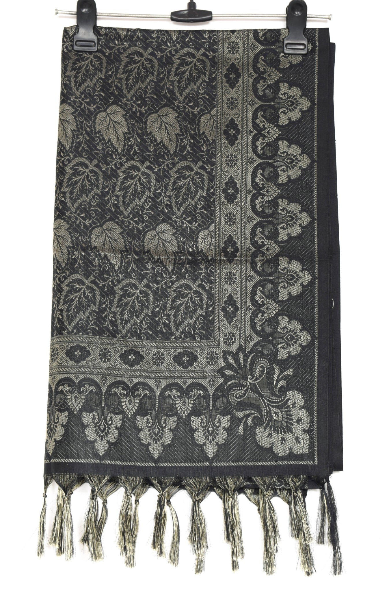 Long Stole Indian Art Silk Woven Banarasi Soft Dupatta Black