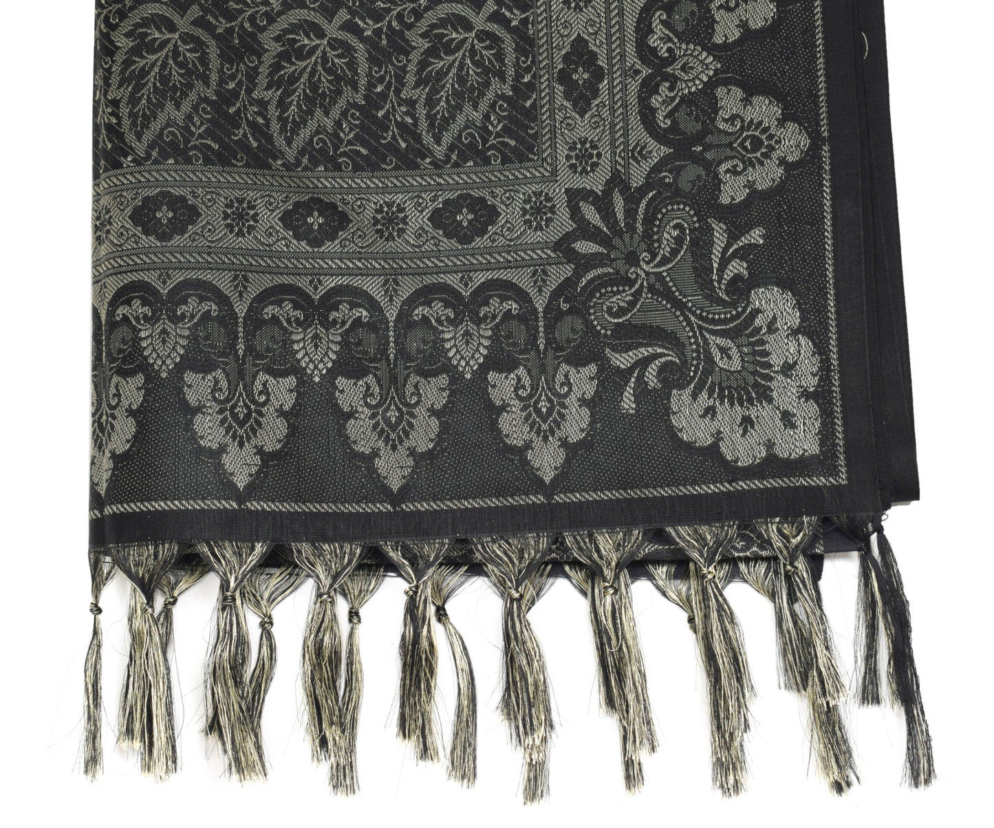 Long Stole Indian Art Silk Woven Banarasi Soft Dupatta Black