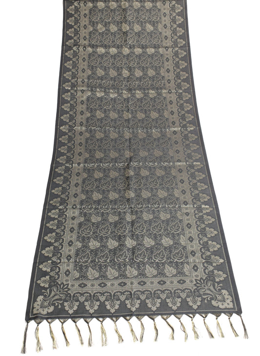 Long Stole Indian Art Silk Woven Banarasi Soft Dupatta Black