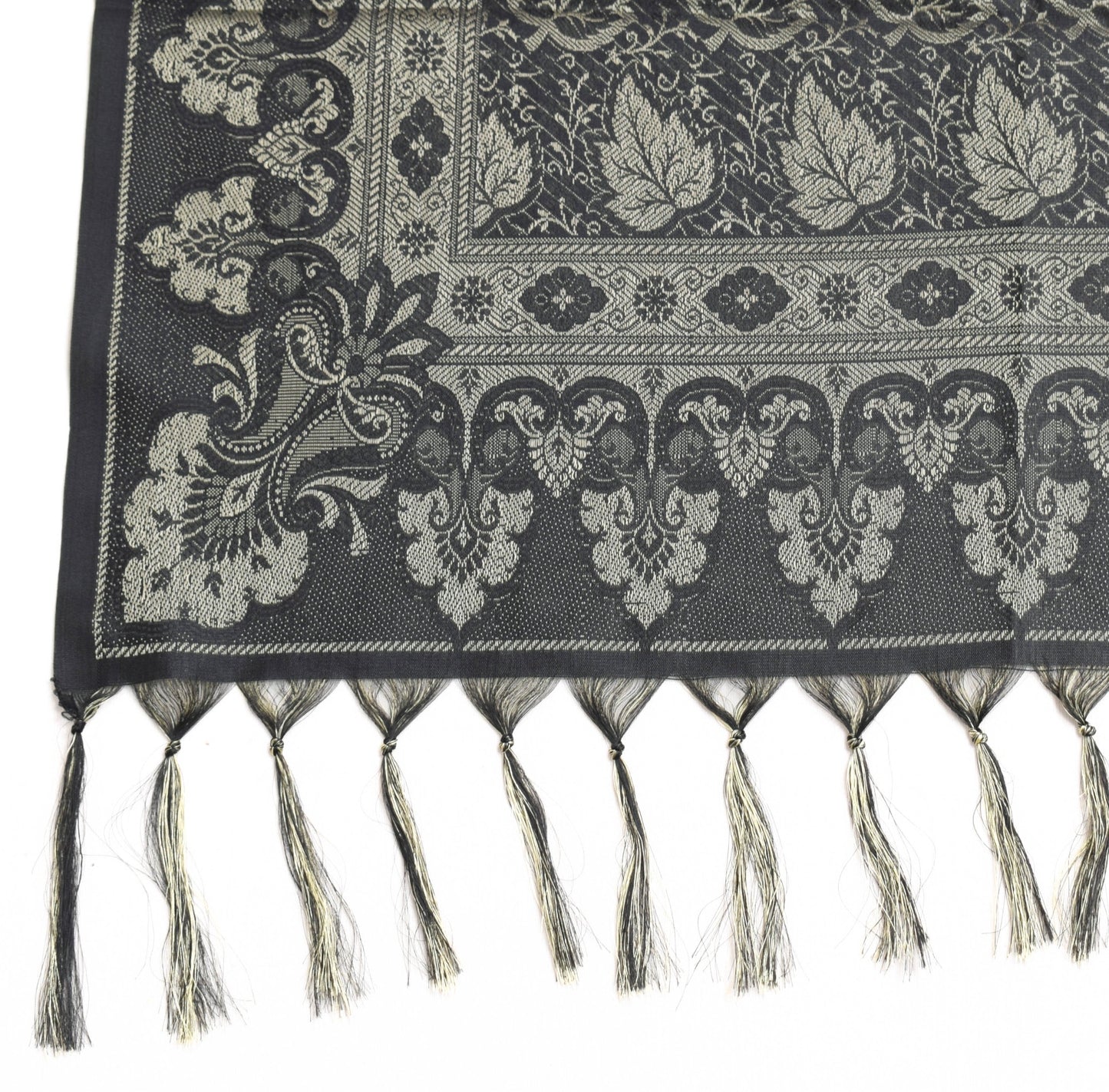 Long Stole Indian Art Silk Woven Banarasi Soft Dupatta Black
