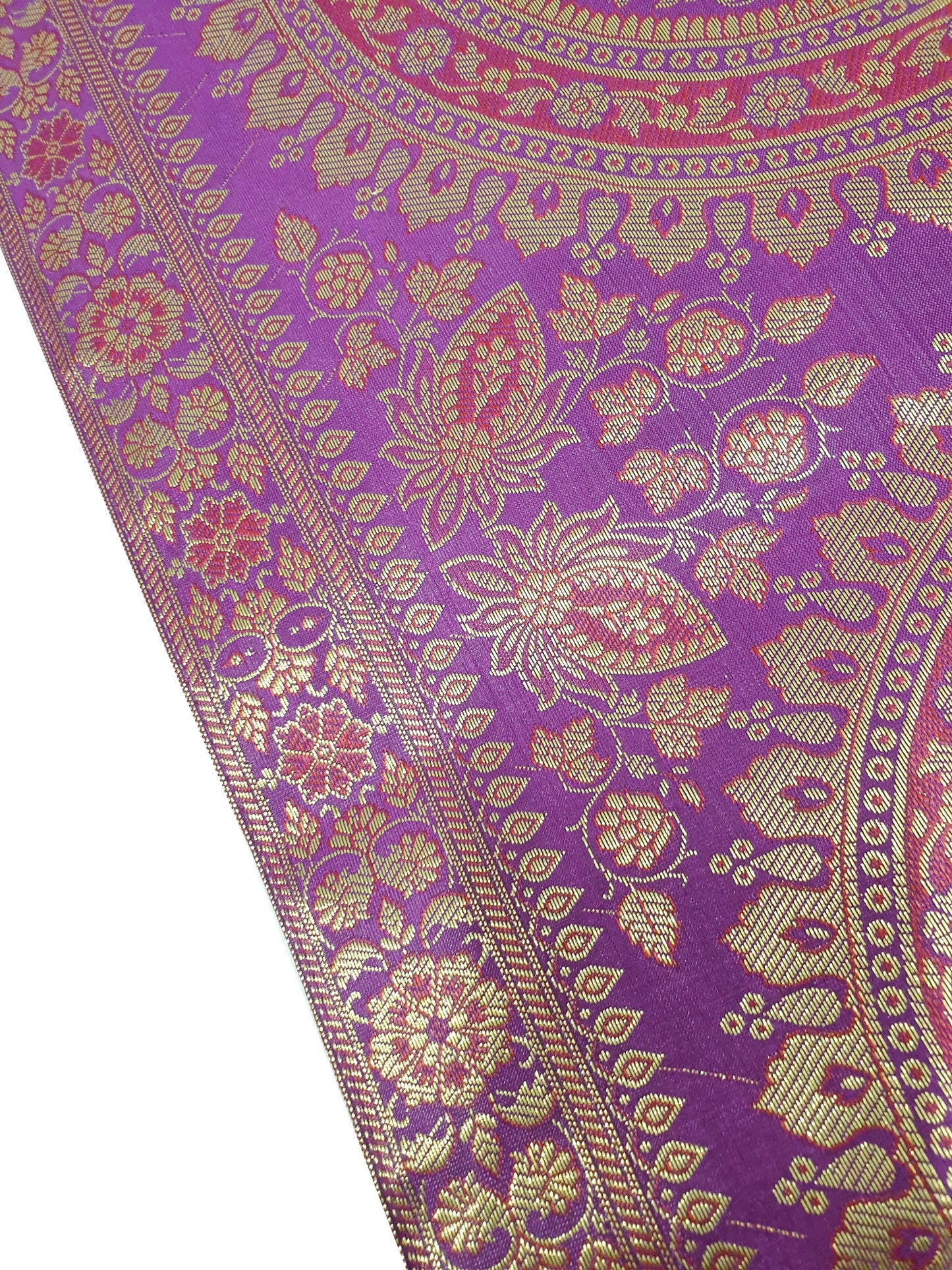 Magenta Banarasi Table Runner 72x16" Silk Brocade Mandala Dining Decor Cloth