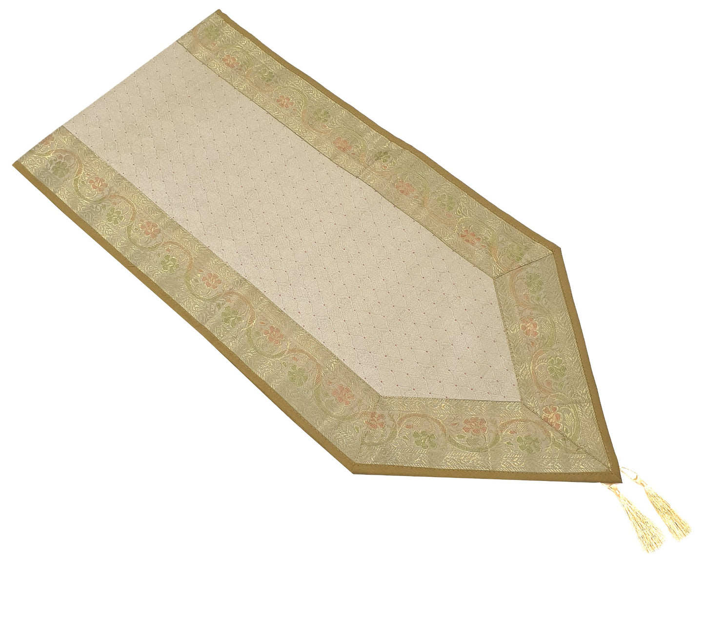 Antique Indian Banarasi Table Runner Silk Brocade Dining Home Decor Gift Cloth