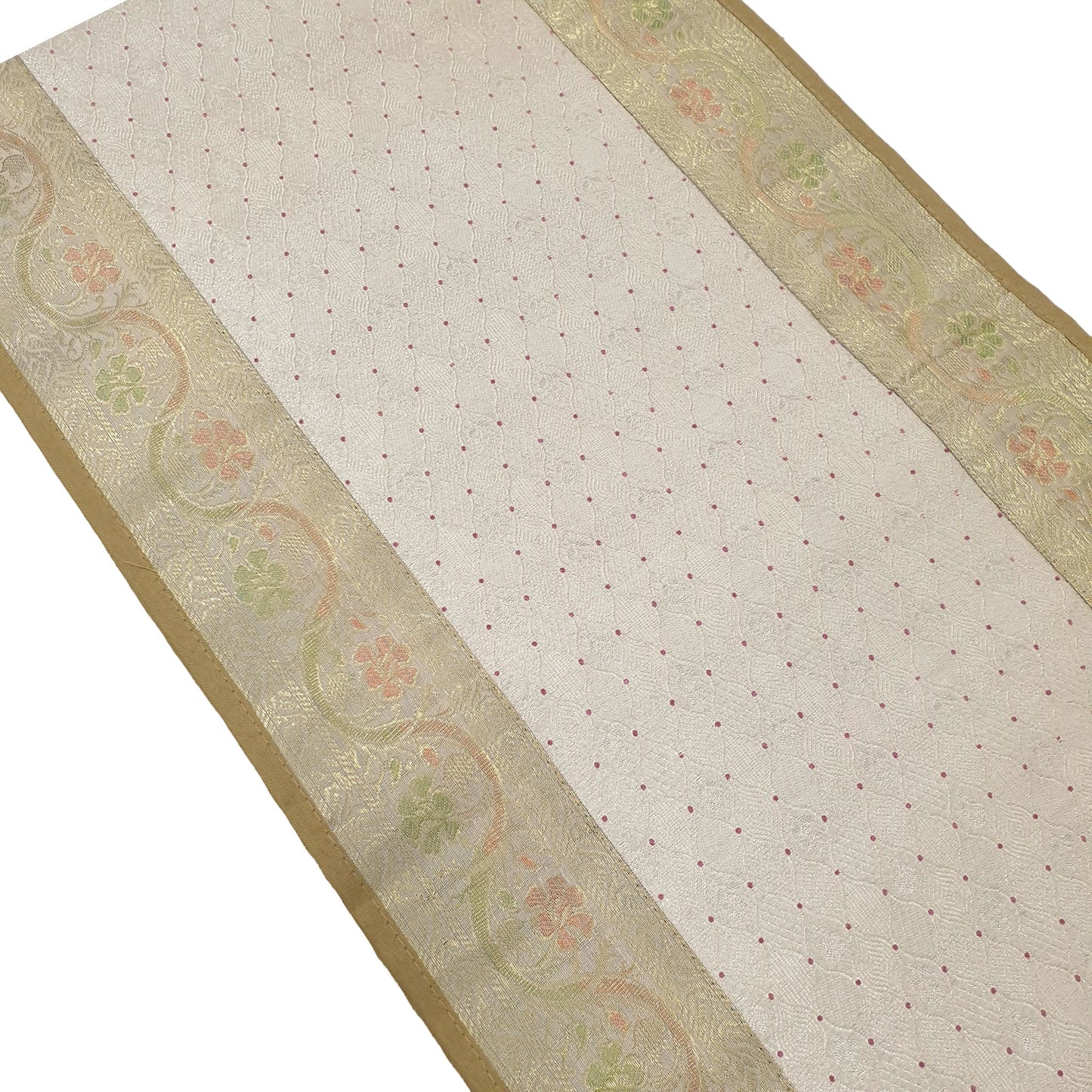 Antique Indian Banarasi Table Runner Silk Brocade Dining Home Decor Gift Cloth