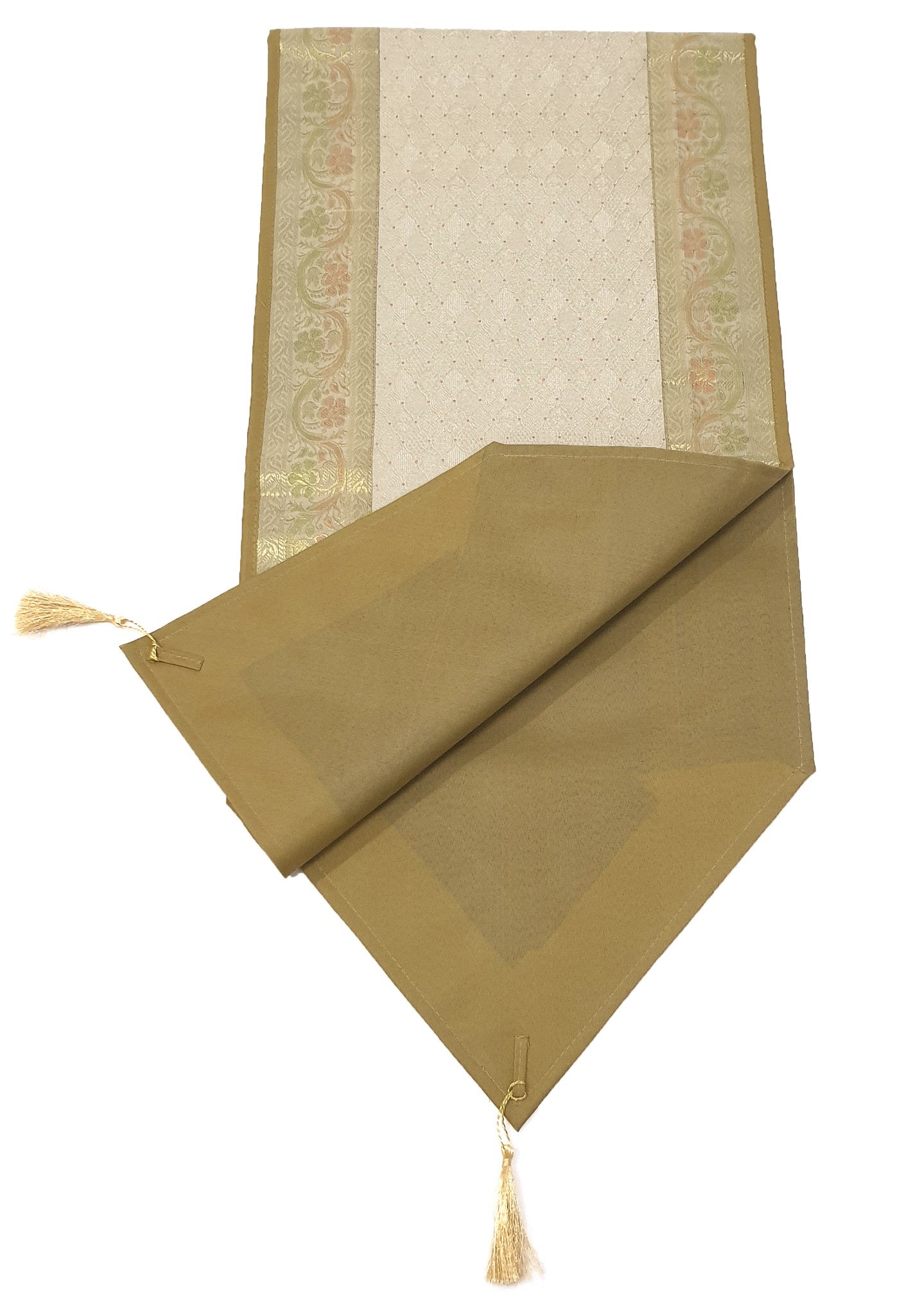 Antique Indian Banarasi Table Runner Silk Brocade Dining Home Decor Gift Cloth
