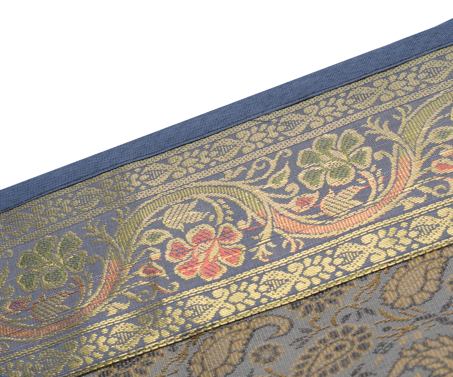13 PC Gray Table Runner Dining Decor Indian Banarasi Silk Brocade Paisley Cloth
