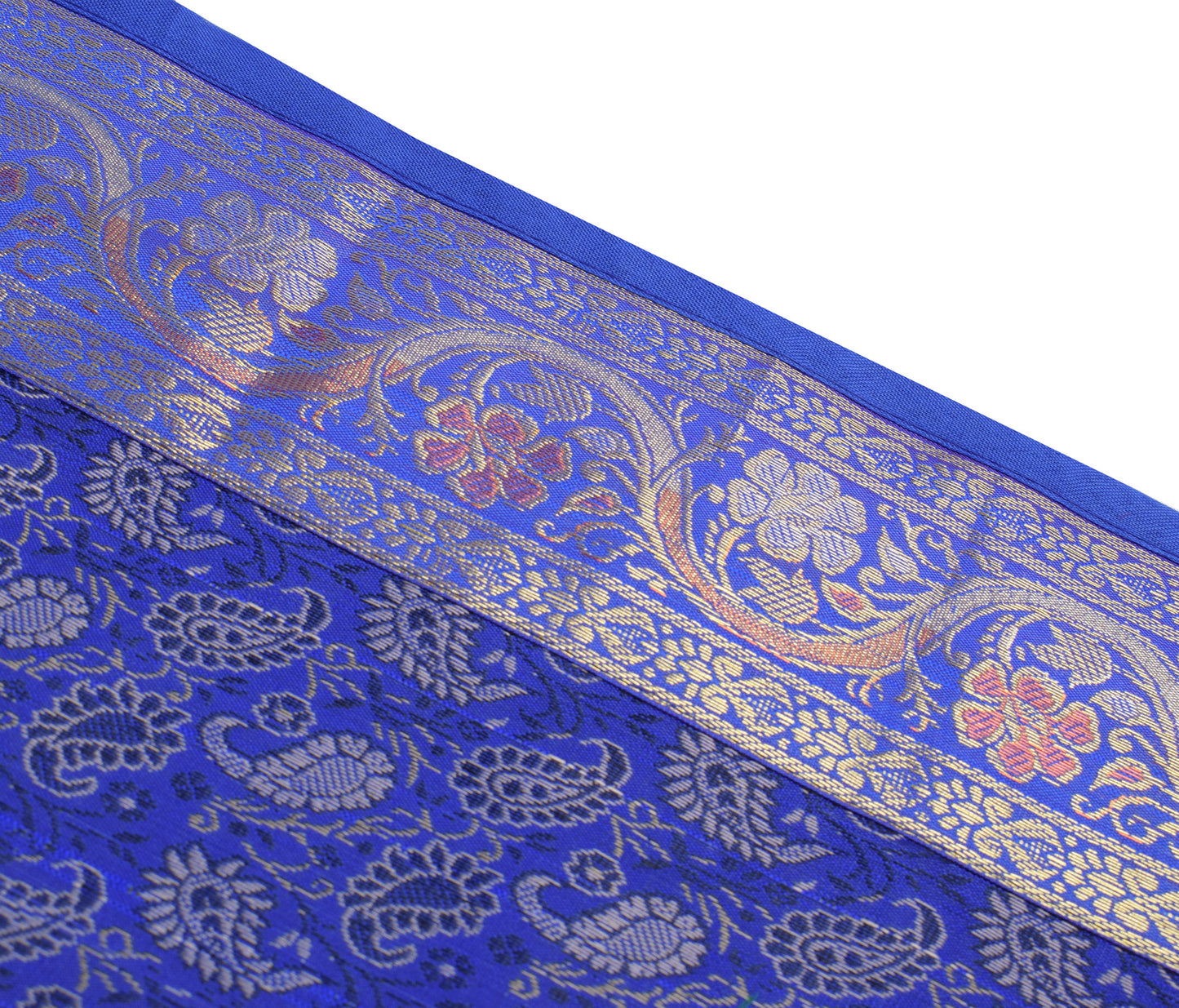 13 PC Blue Dining Table Runner Set Decor Banarasi Silk Brocade Paisley Gift