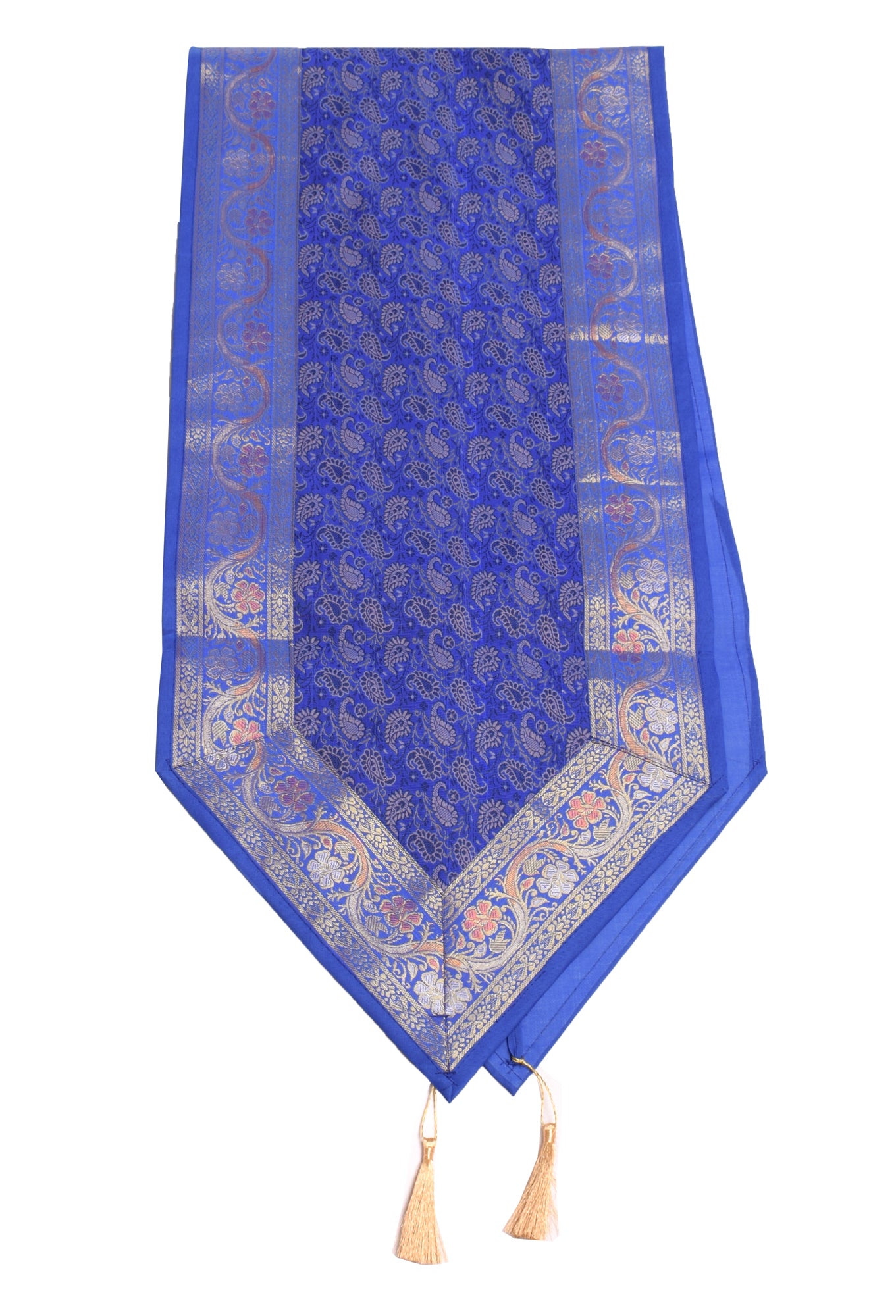 13 PC Blue Dining Table Runner Set Decor Banarasi Silk Brocade Paisley Gift