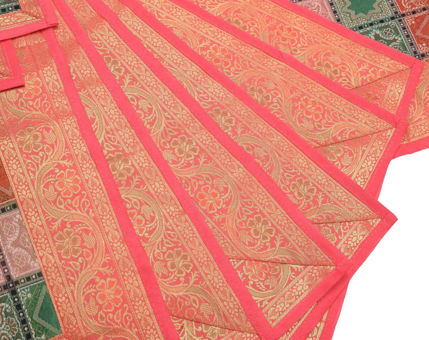 13 PC Dining Table Runner Mat Set Decor Banarasi Silk Brocade Paisley MultiColor