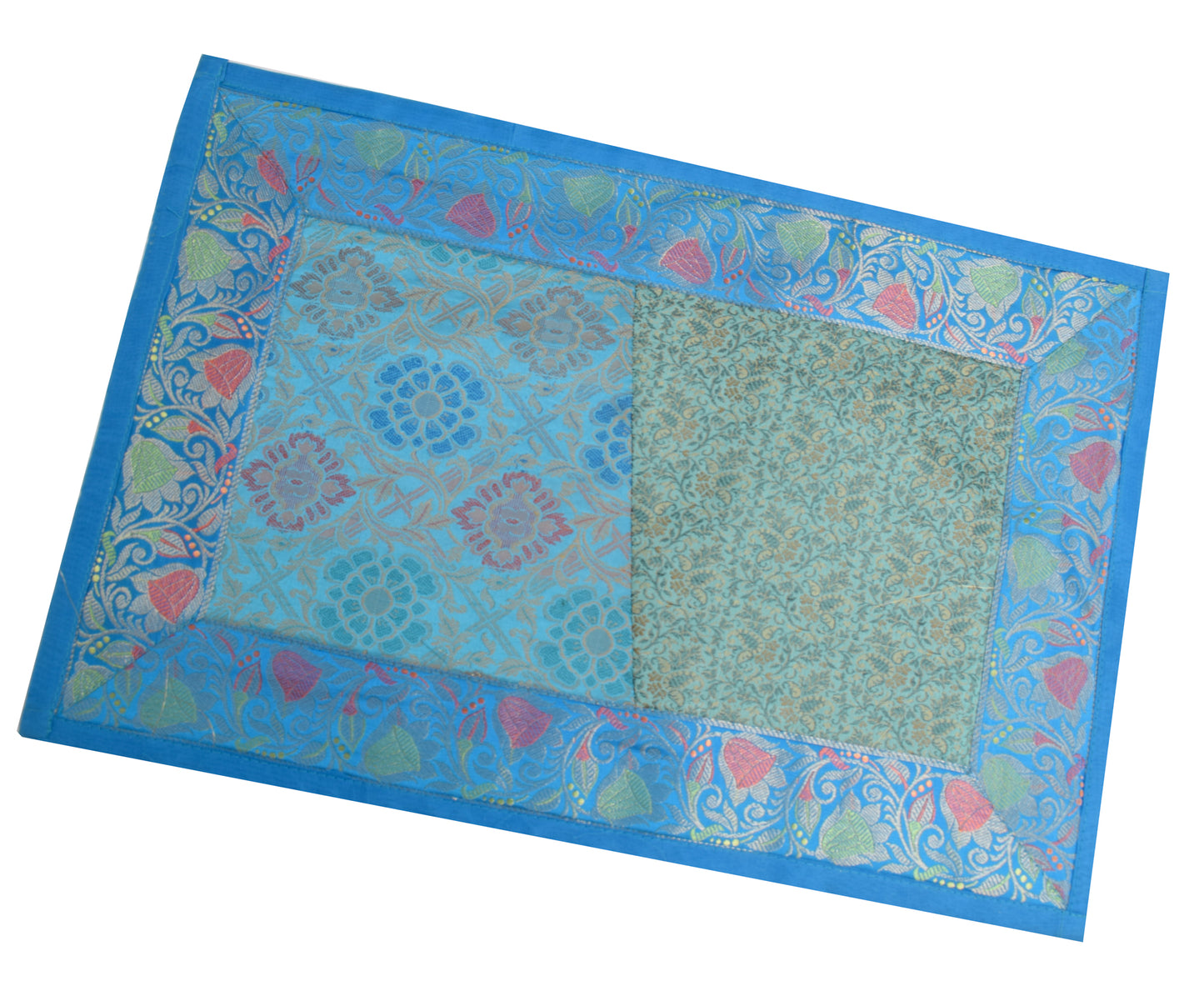13 PC Green Dining Table Runner Set Decor Banarasi Silk Brocade Paisley Gift