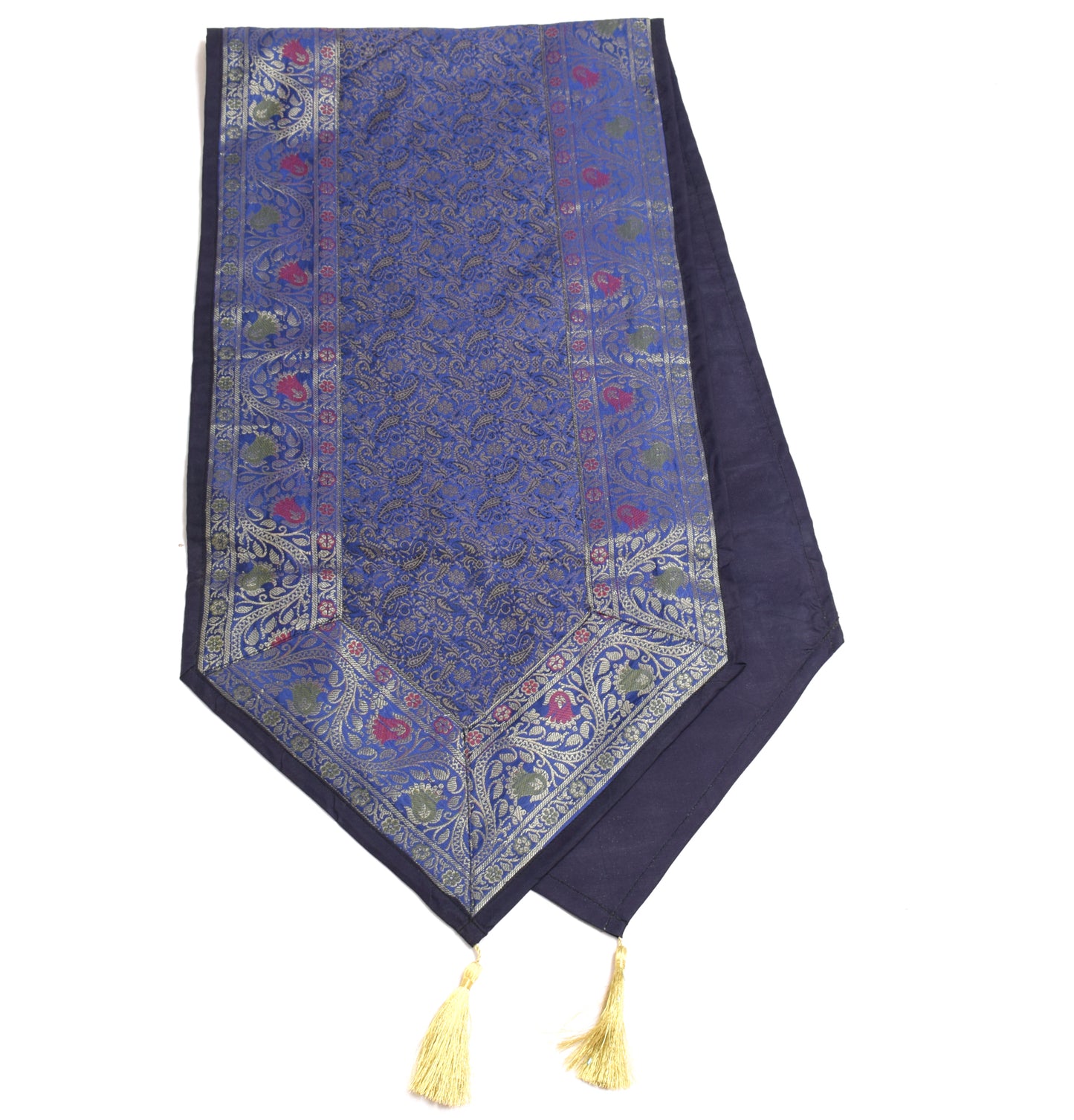13 PC Aqua Blue Table Runner Set Decor Banarasi Silk Brocade Paisley Gift