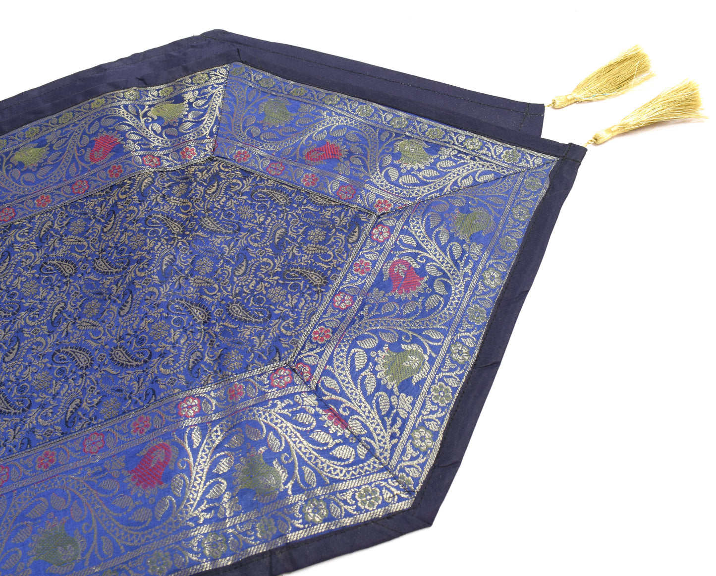 13 PC Aqua Blue Table Runner Set Decor Banarasi Silk Brocade Paisley Gift