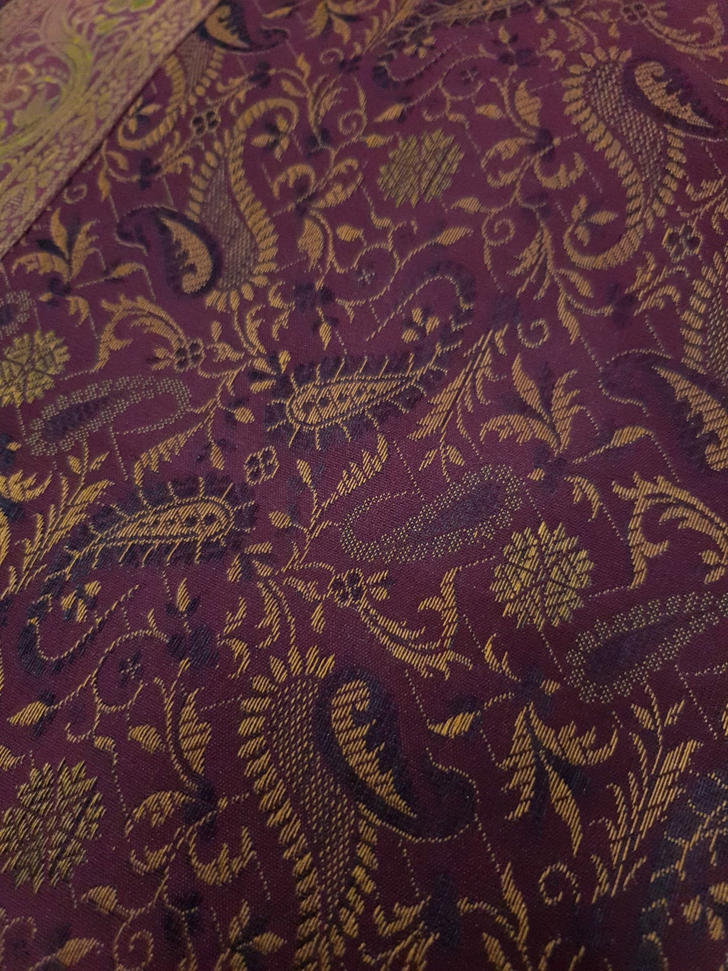 13 PC Wine Table Runner Dining Indian Banarasi Silk Brocade Paisley Decor Cloth