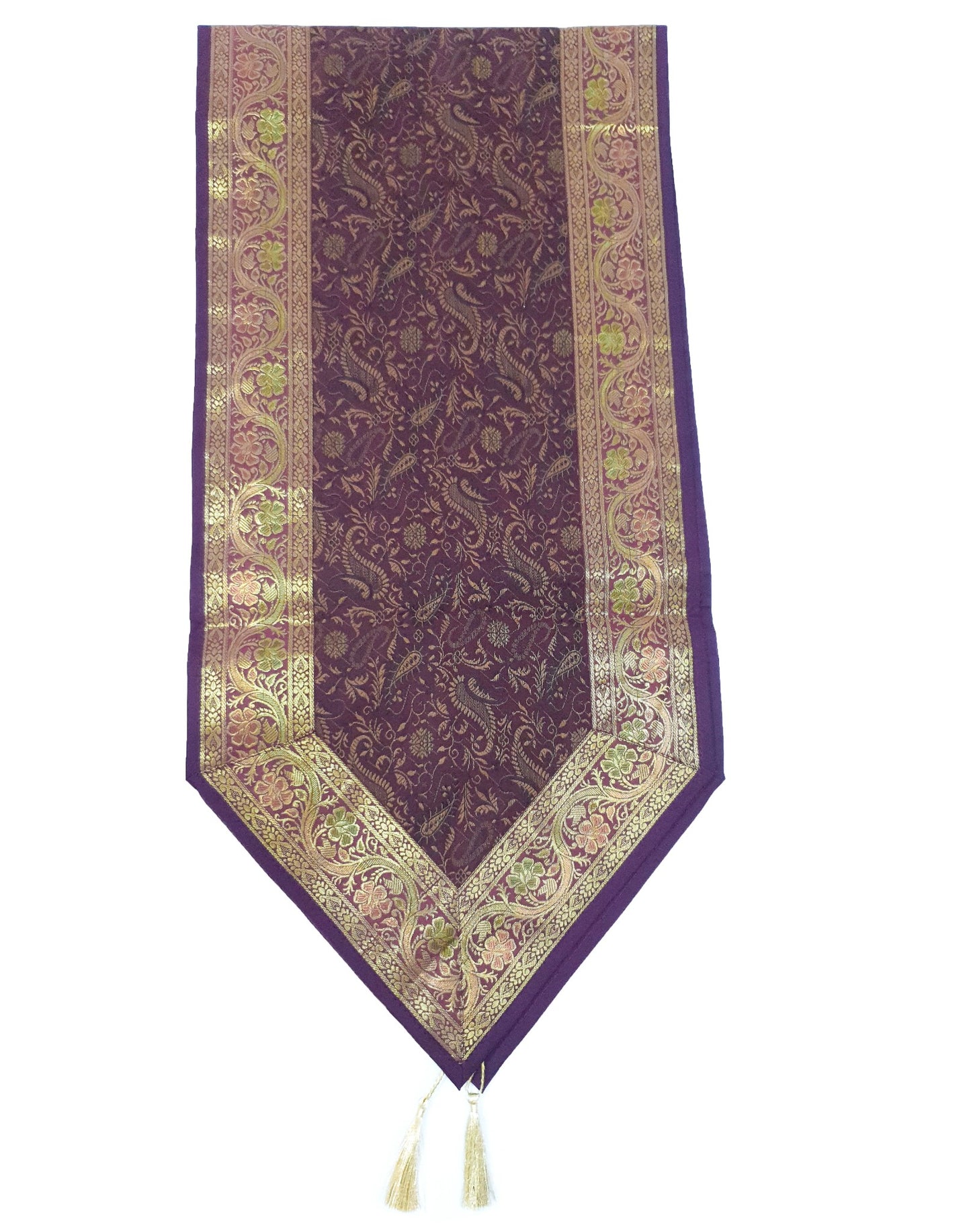 13 PC Wine Table Runner Dining Indian Banarasi Silk Brocade Paisley Decor Cloth