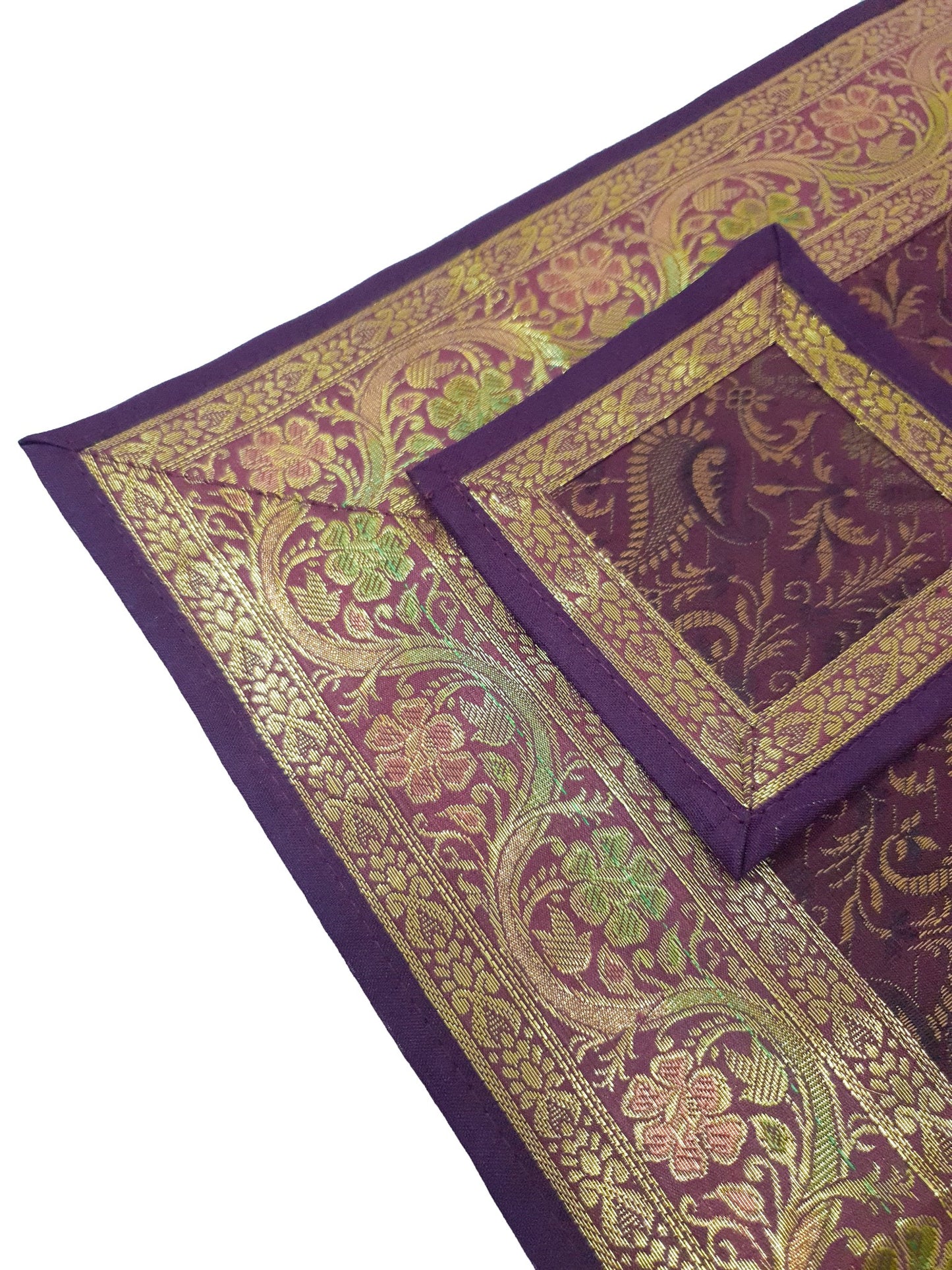 13 PC Wine Table Runner Dining Indian Banarasi Silk Brocade Paisley Decor Cloth